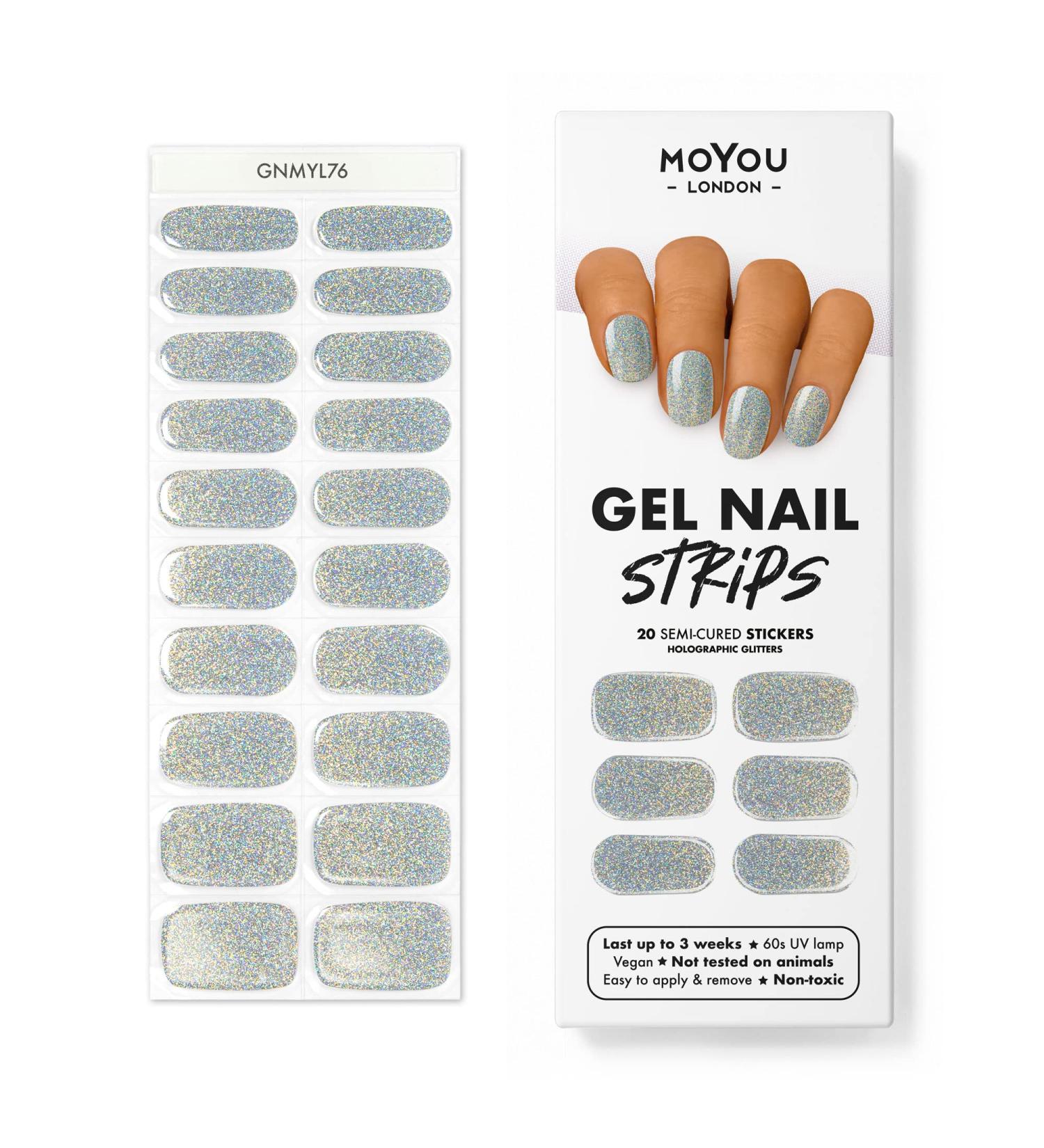 Moyou London Half-Hardened UV Gel Strips - 20 Pieces | Salon Quality Gel Nail Films - Too Glam to Give a Damn - Shop Internationally - Buy Online on GoSupps.com
