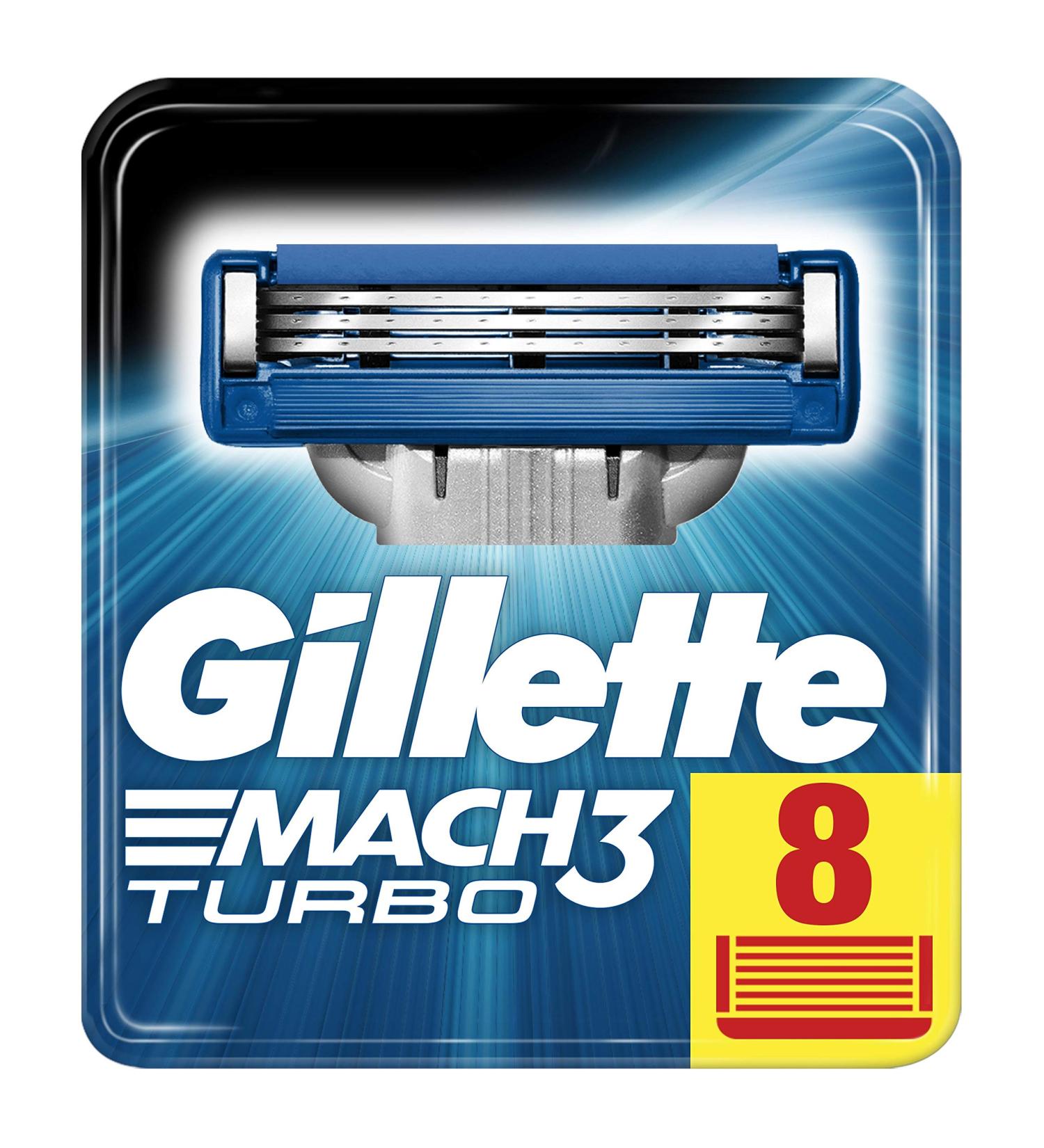 Gillette Mach3 Turbo Razor Blades for Men - Pack of 8 - Turbo 8 Count - Buy Online on GoSupps.com