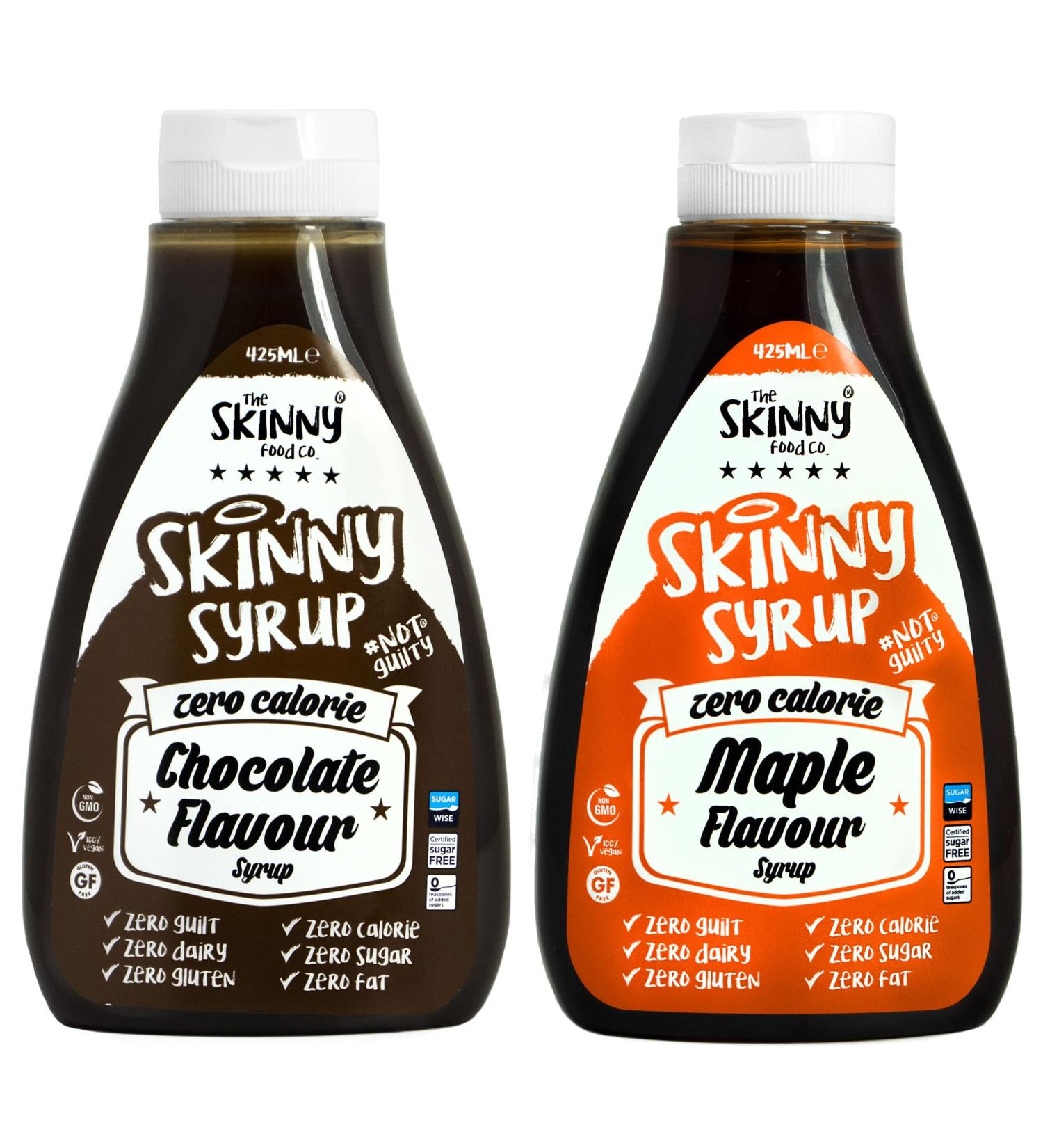 The Skinny Foods Twin Pack Maple & Chocolate Flavoured Dessert Topping Syrup Sugar Free Zero Calories - Buy Online on GoSupps.com