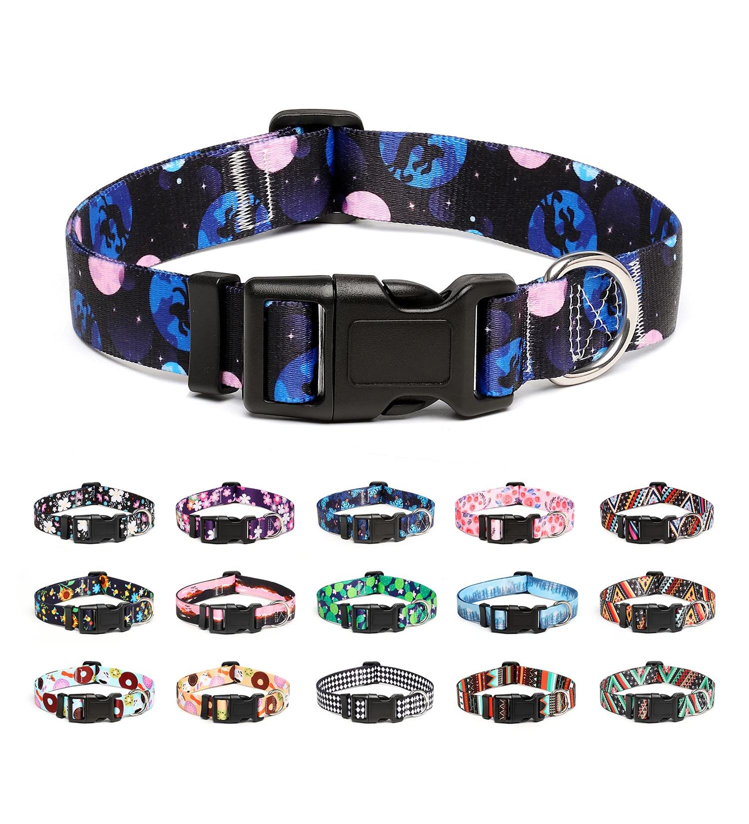 Mercano Adjustable Dog Collar - Soft Nylon Comfort & Durable Pattern for Small Medium & Large Dogs - Night Sky (M) - Buy Online on GoSupps.com