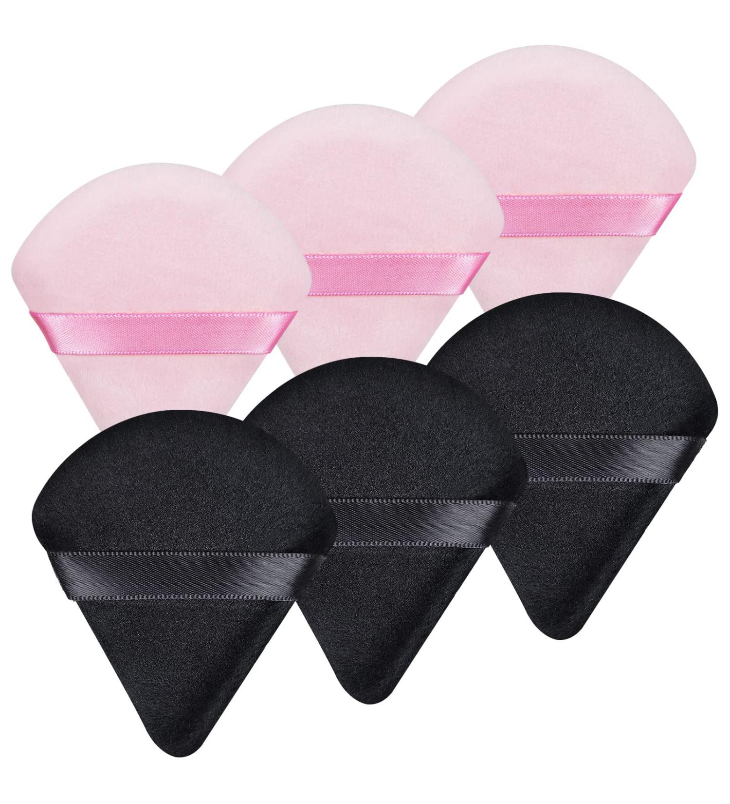 Triangle Makeup Powder Puff - Soft Reusable Velours Sponge Pads (6 Pieces | Pink & Black) | International Shipping - Buy Online on GoSupps.com