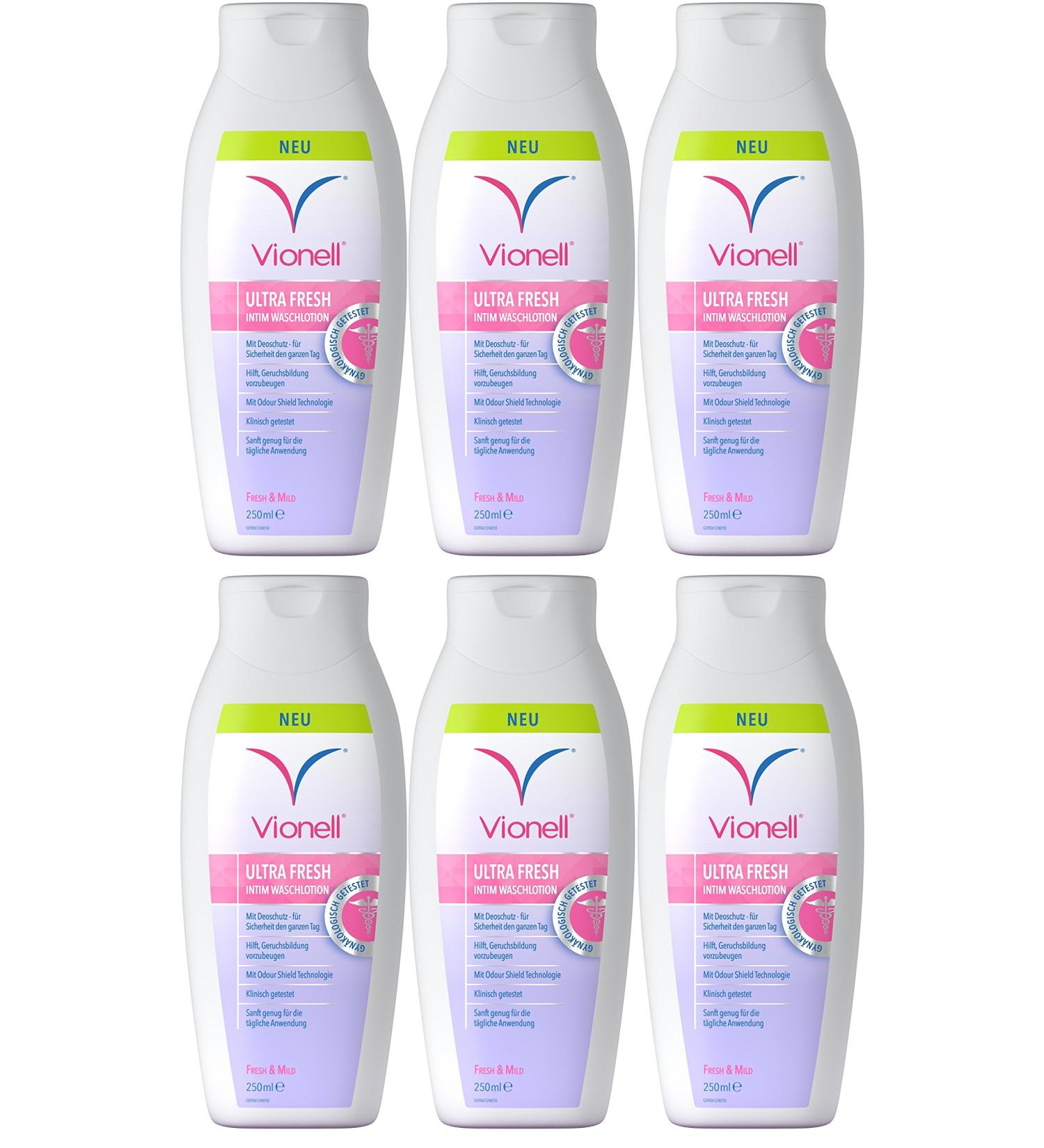 Vionell Intimate Wash Lotion - Fresh & Mild Pack of 6 (250ml each) - Gentle Care for Sensitive Skin - International Shipping Available - Buy Online on GoSupps.com