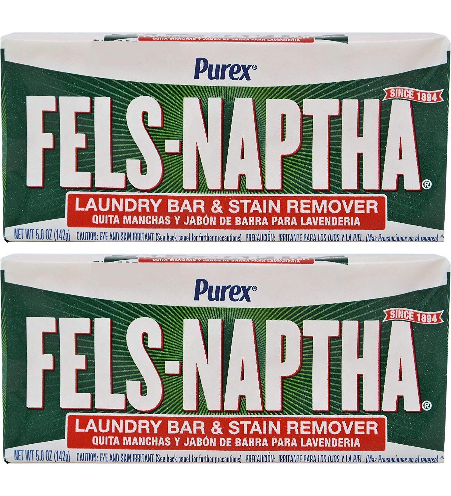Fels Naptha Laundry Soap Bar & Stain Remover 5.0 Oz - Pack of 2 - Buy Online on GoSupps.com