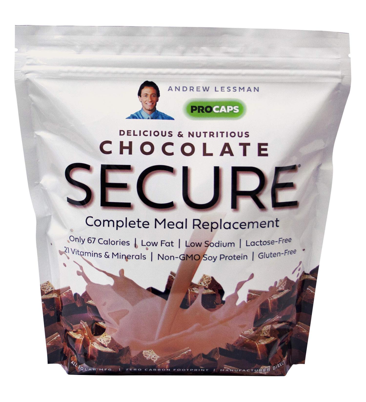 Andrew Lessman Secure Soy Complete Meal Replacement - Chocolate 100 Servings | Low-Calorie, High Protein, Non-GMO, Vitamins & Minerals | Nutritious & Delicious Instant Mix (1 Bag) - Buy Online on GoSupps.com