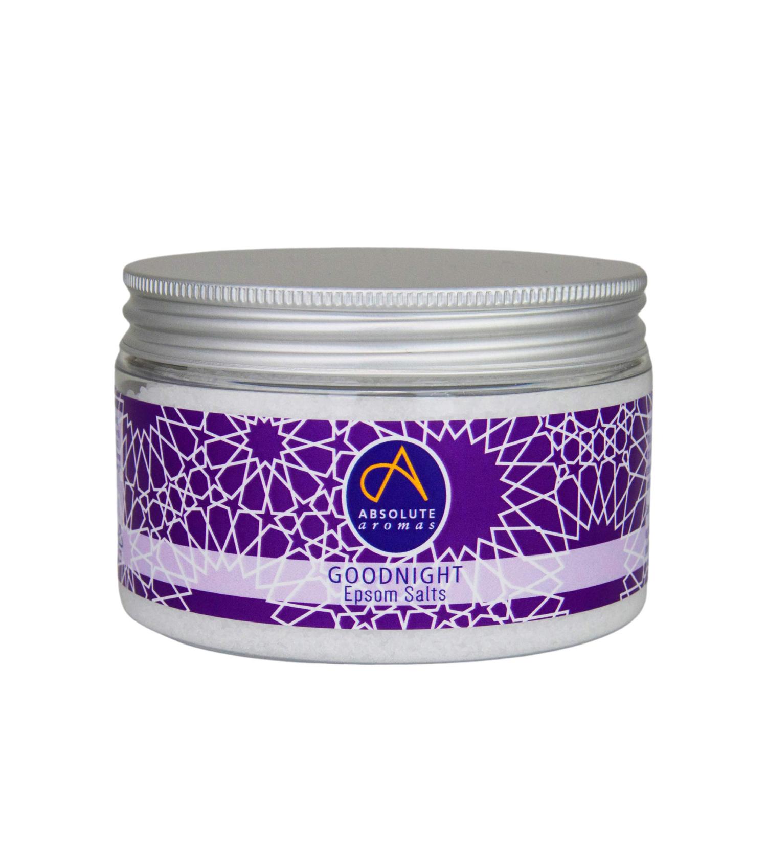 Absolute Aromas Sel d'Epsom Goodnight - Sulfate de Magn sium Infus avec des Huiles Essentielles Pures de Lavande Camomille et G ranium (300g) - Buy Online on GoSupps.com