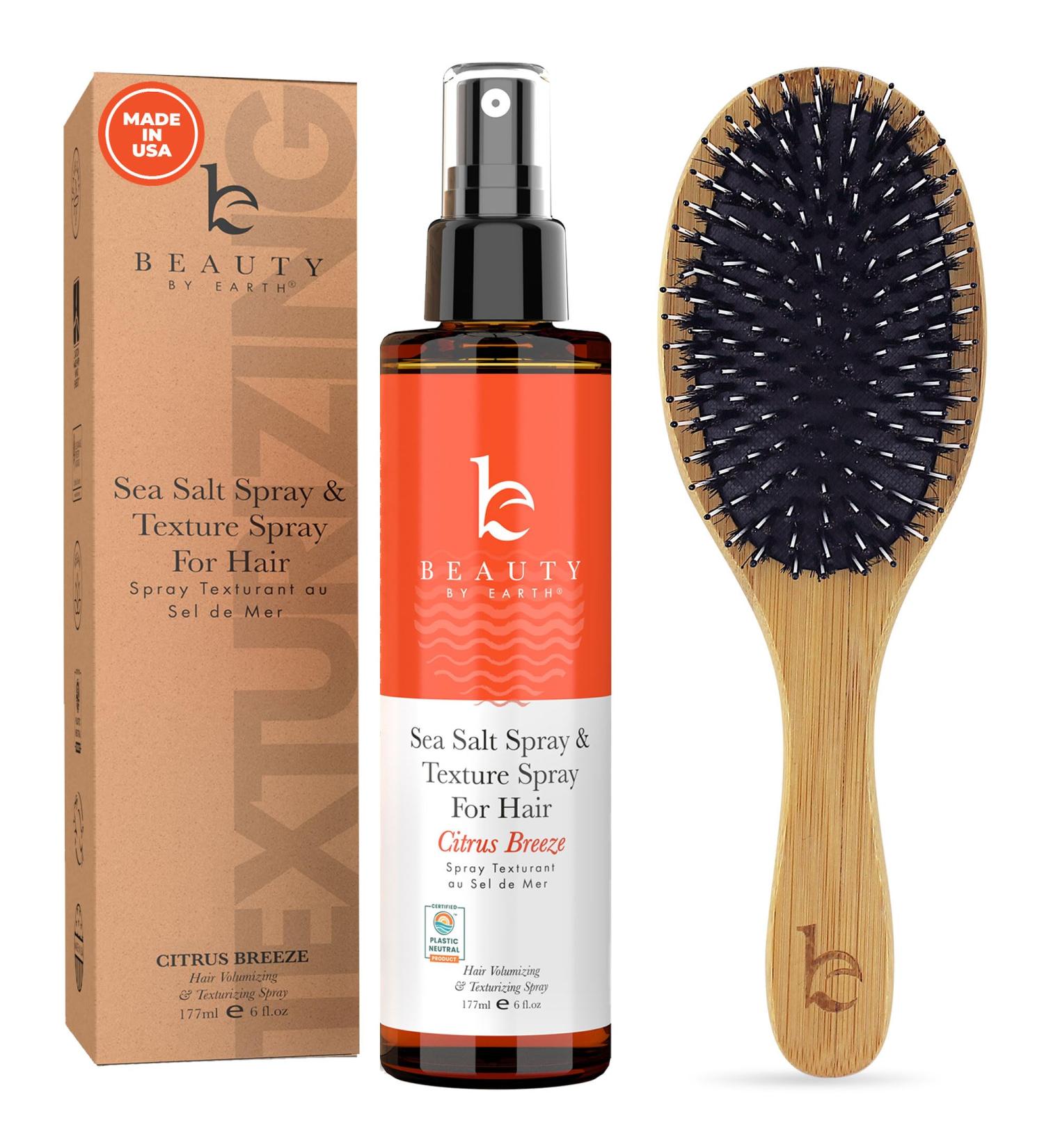 Beauty by Earth Sea Salt Spray for Hair Made From Natural & Organic Ingredients and Boar Brush with Pins Texturing Spray for Men & Women - Buy Online on GoSupps.com