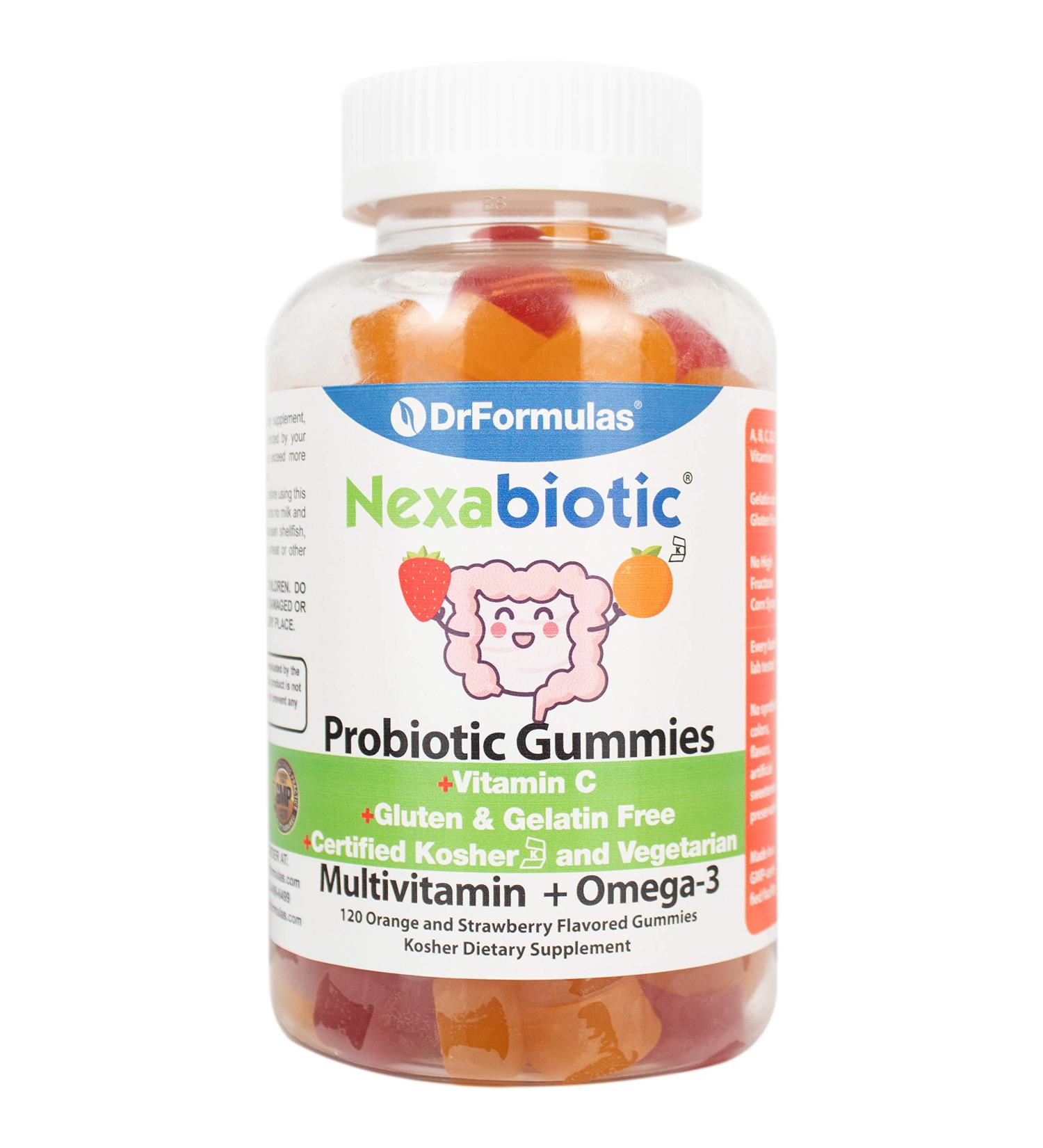 DrFormulas Multivitamin Gummies with Omega 3, Probiotics, and Essential Nutrients | Nexabiotic for Kids and Adults | 120 Count, Kosher Vegetarian Formula - Buy Online on GoSupps.com