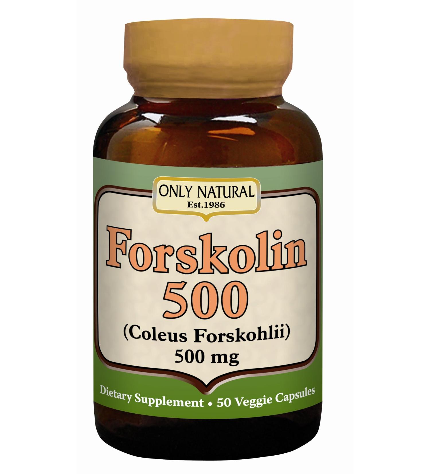 Only Natural Nutritional Veggie Capsules Forskolin 500 50 Count artificial flavor 50.0 Servings (Pack of 1)
