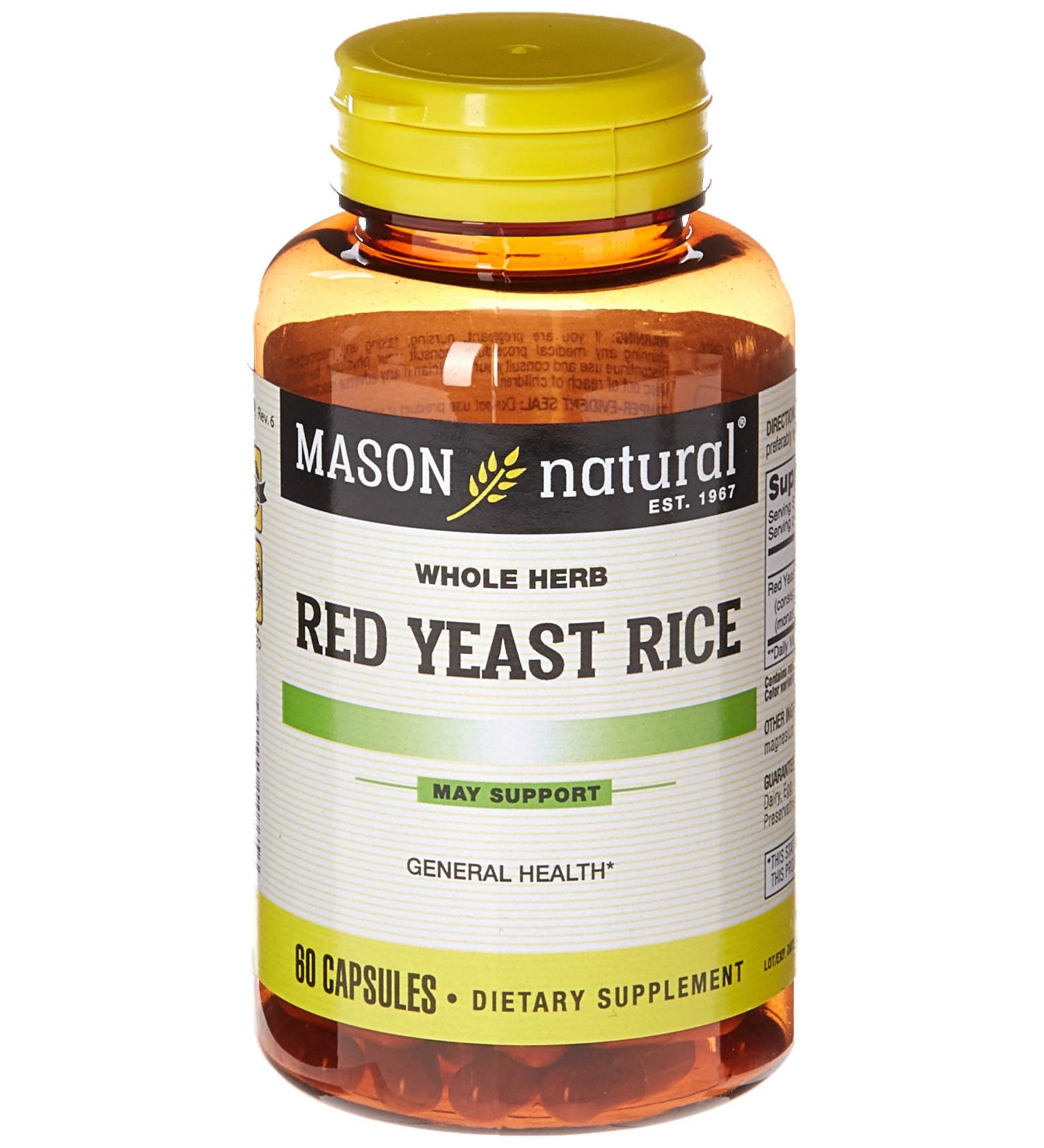 Mason Natural Red Yeast Rice 60 Capsules - Whole Herb Supplement for Heart Health - Buy Online on GoSupps.com