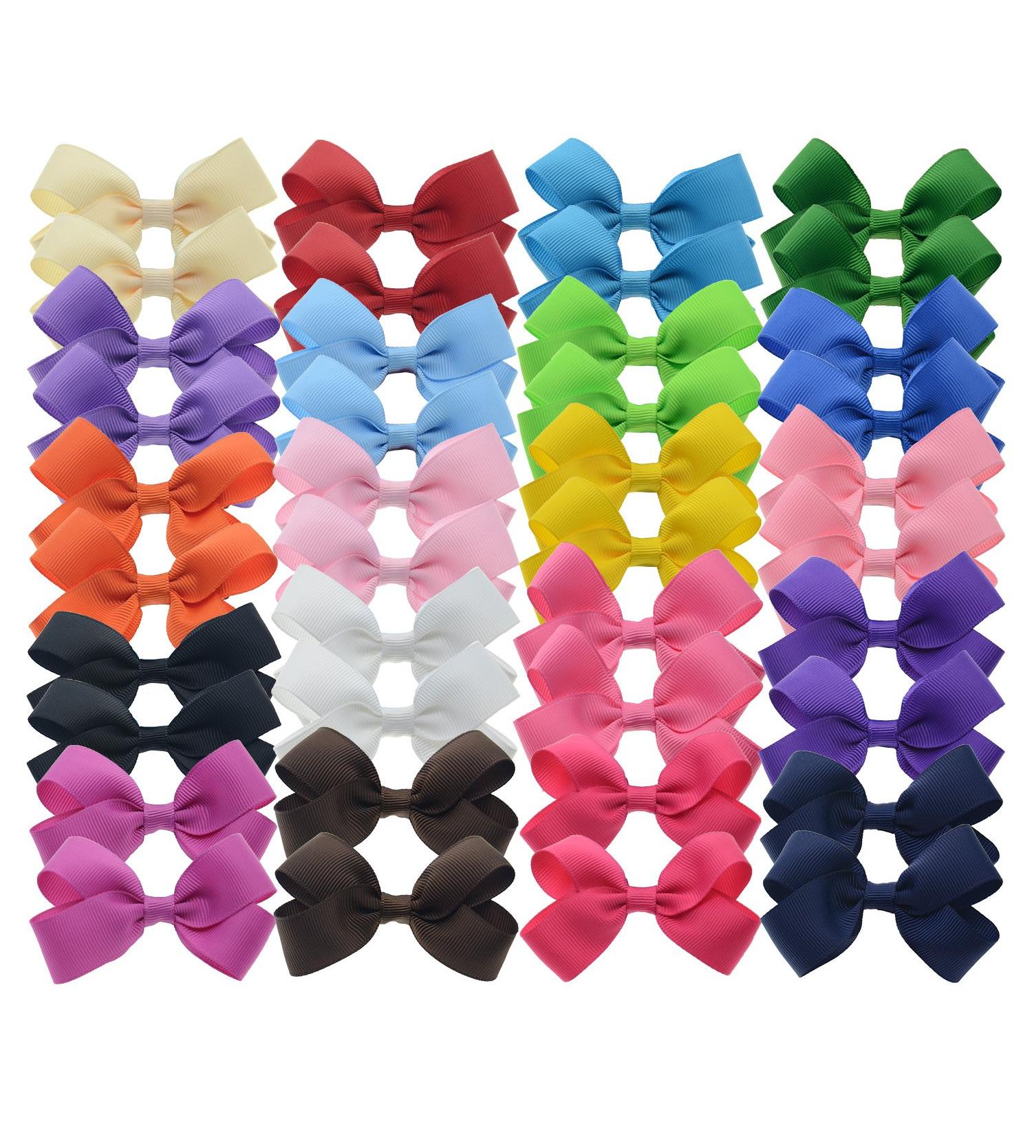 40pcs Toddler Girls Ribbon Bows for Hair - 20 Pairs 3 Inch Bow Bulk Pack - Buy Online on GoSupps.com