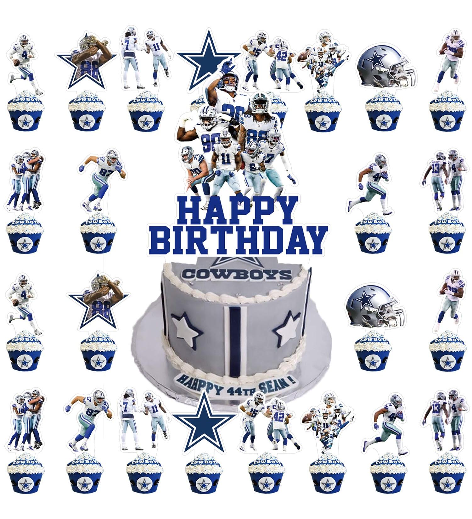 37pcs Cowboys Football Cake Topper and Cupcake Toppers Set Dallas Football Birthday Party Supplies for Cowboys Soccer Party Decorations - Buy Online on GoSupps.com