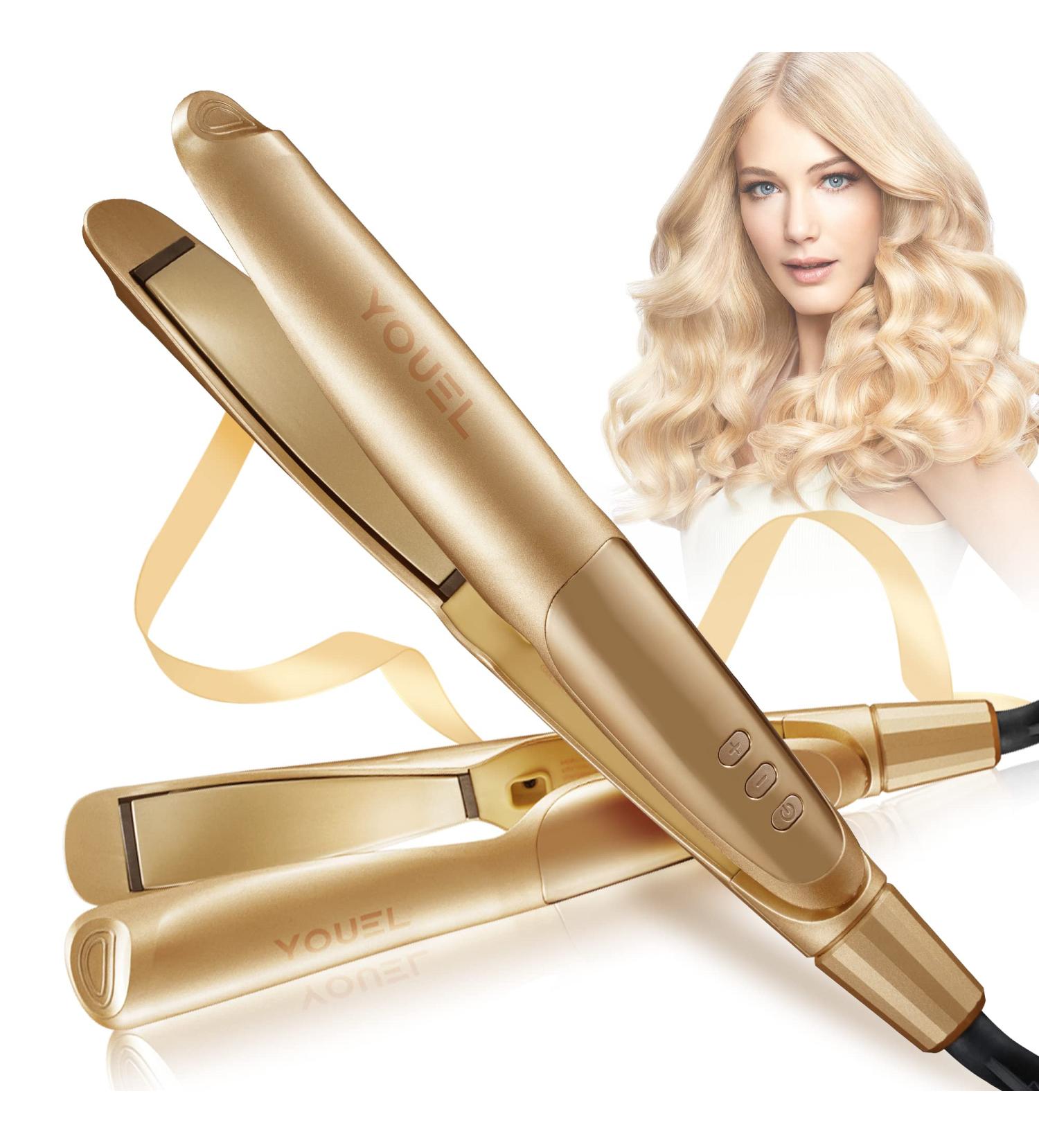 2-in-1 Twist Straightening Curling Iron - 5 Temp Settings - Hair Straightener and Curler - LED Display - Dual Voltage - A-Gold - Buy Online on GoSupps.com