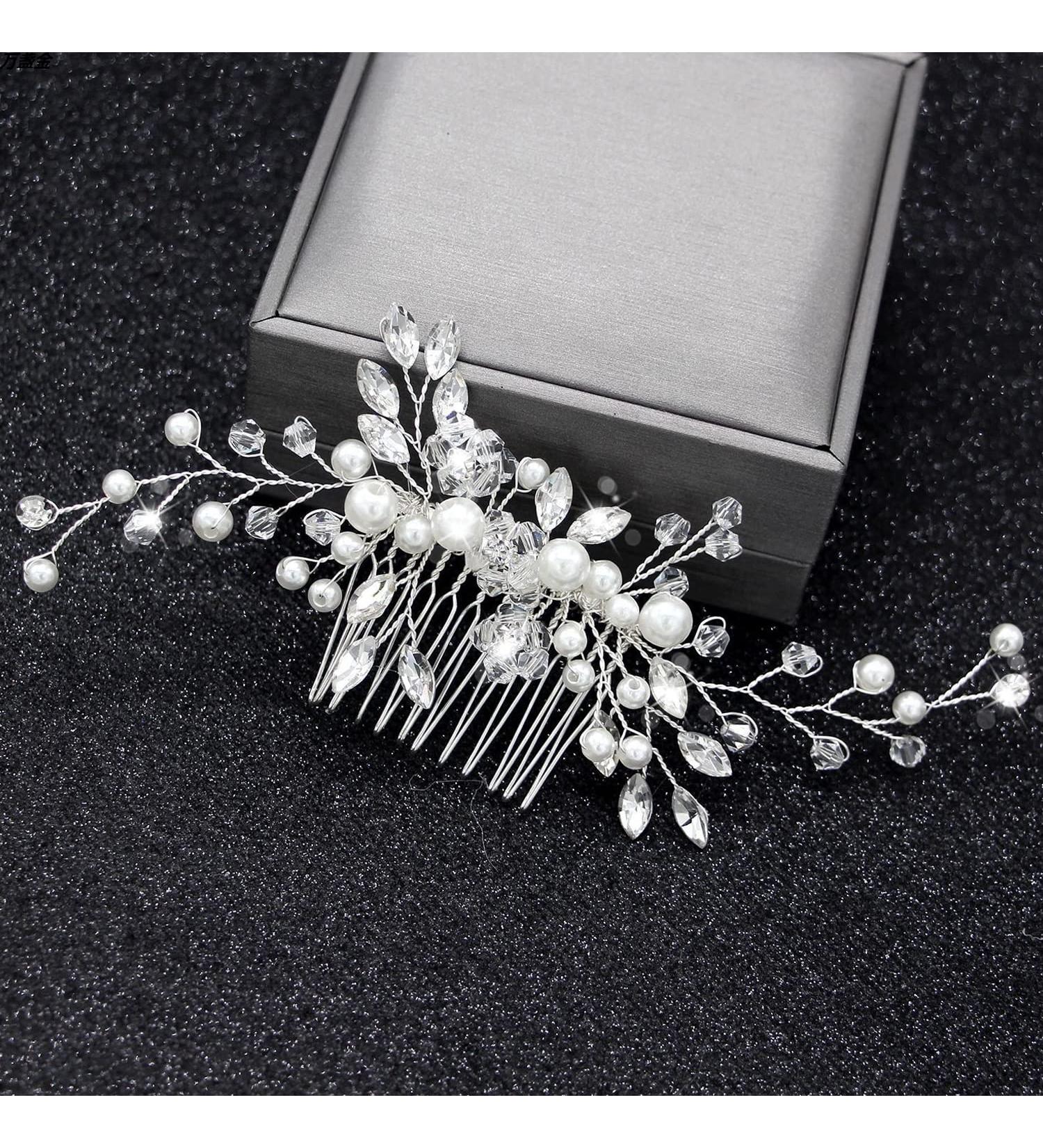 Elegant Wedding Hair Comb with White Opal Rhinestones & Crystals | Bridal Jewelry for Women & Girls - Buy Online on GoSupps.com