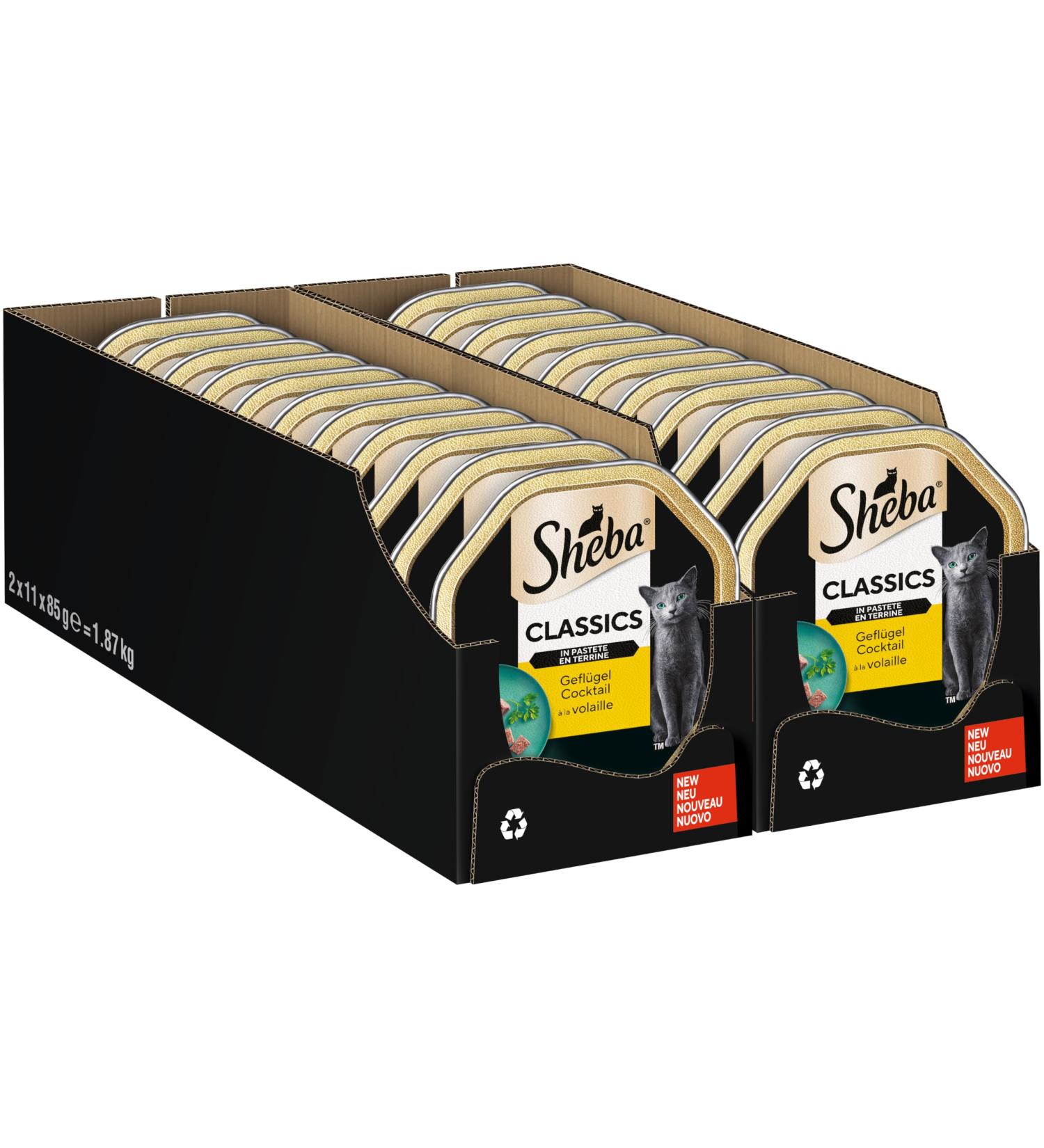 Sheba Classics in Pate - Grain-Free Cat Food with Poultry Cocktail - 22 x 85g Premium International Shipping - Buy Online on GoSupps.com