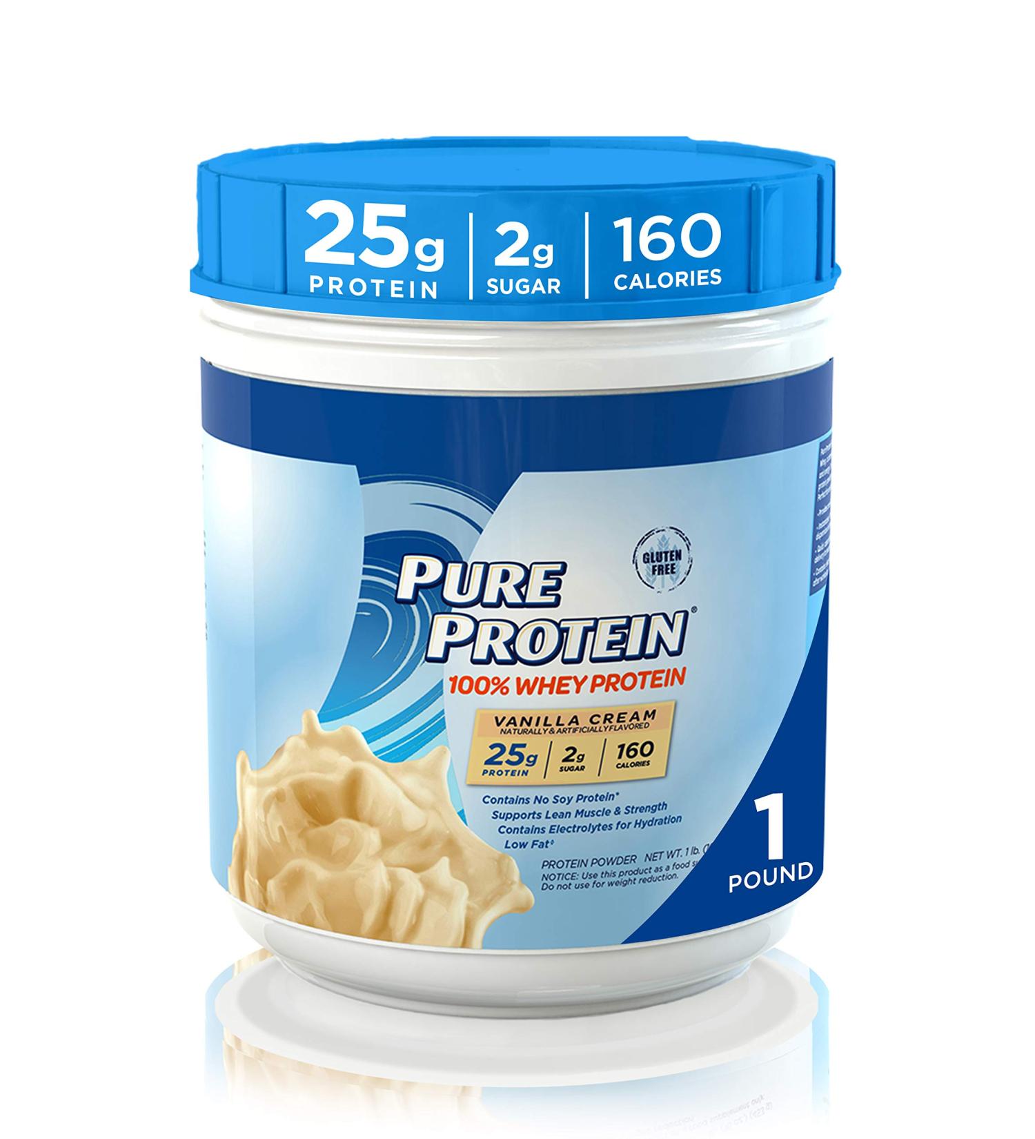 Pure Protein 100% Whey Protein Vanilla Cream 1 lb â€“ High Quality, Delicious Supplement - Buy Online on GoSupps.com