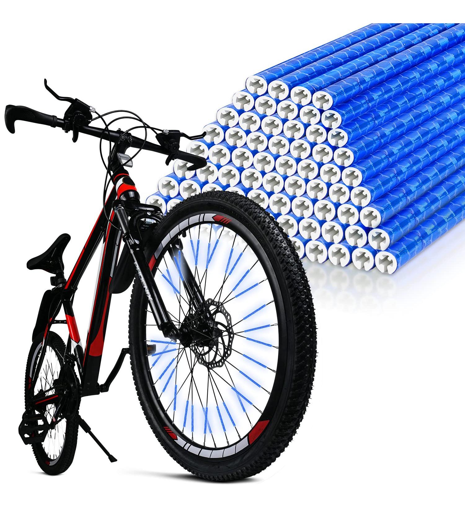 Flintronic Waterproof Bike Spoke Reflectors - 360 Warning Reflective Material Easy Assembly 96 Pieces Compatible with All Spoke Wheels - #3 Blue - Buy Online on GoSupps.com