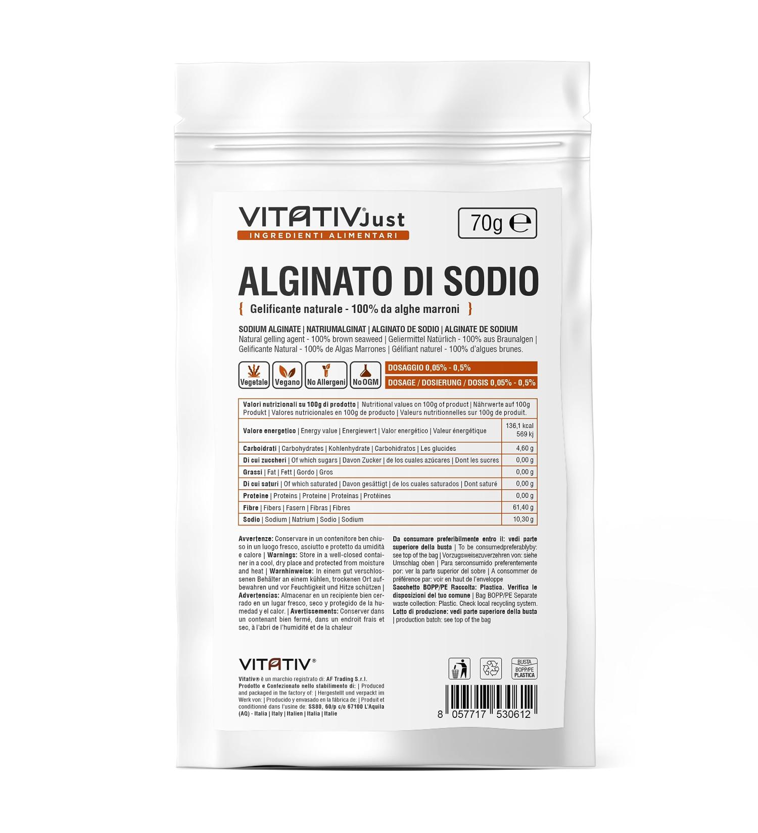 SODIUM ALGINATE | Food Thickener and Gelling Agent | High Quality | Molecular Cooking and Sferification 70g - Buy Online on GoSupps.com