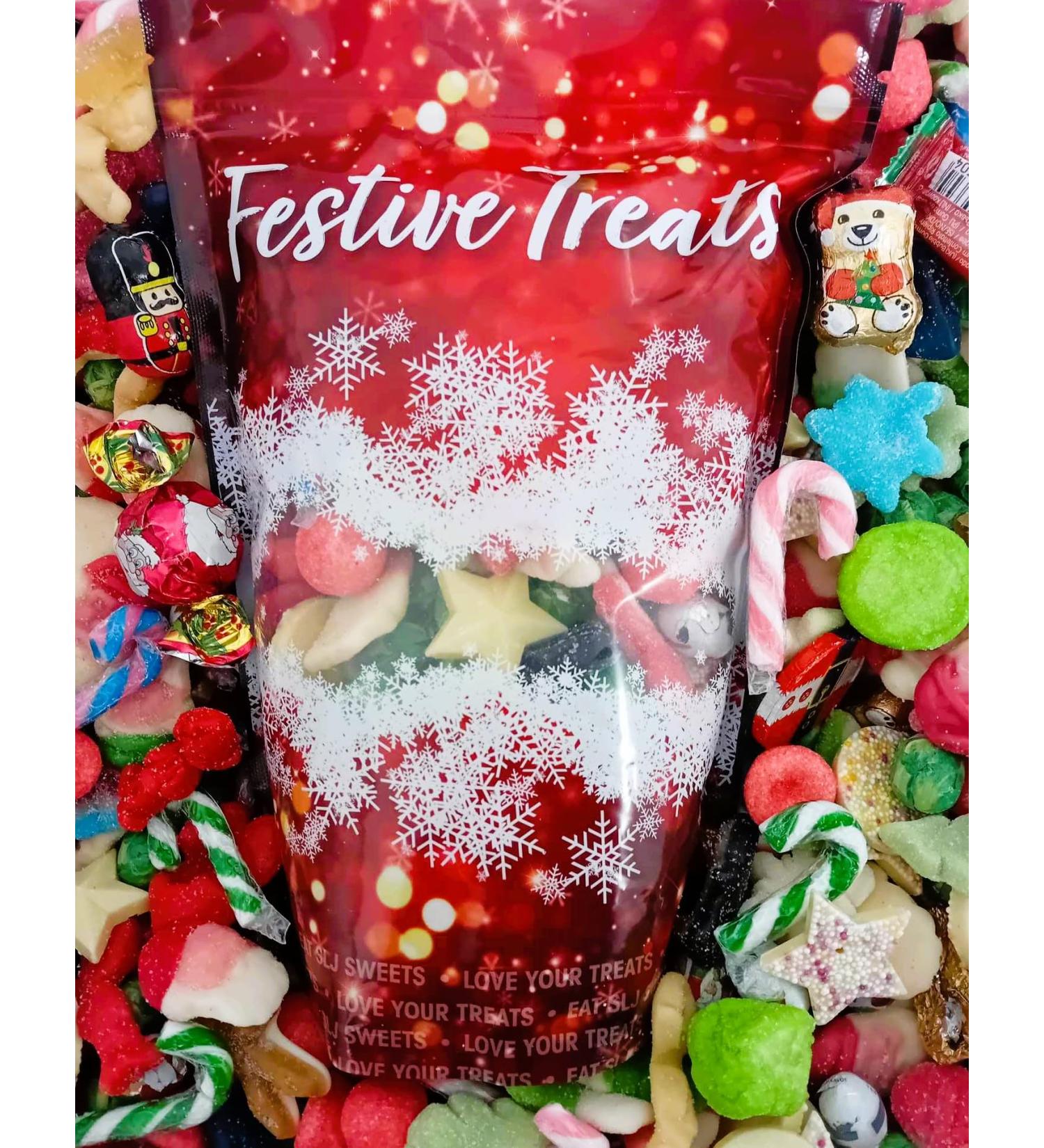 Large Festive Treats Pouch of Christmas Jelly Sweets Chocolate Pick N Mix and Mini Candy Canes - Christmas Sweets Pick & Mix full of Retro Xmas Pick N Mix Jelly Candy Chocolate Sweets & Candy Canes - Buy Online on GoSupps.com