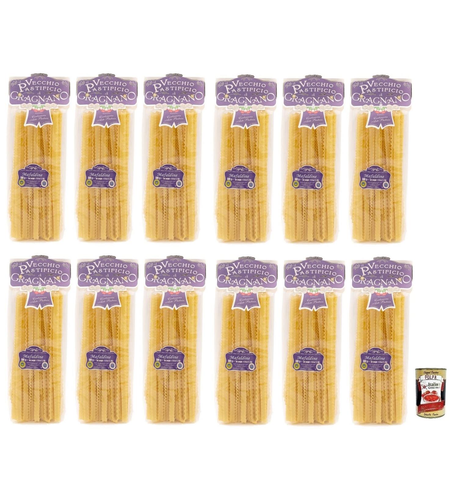  Italian Gourmet E.R. Il Vecchio Pastificio di Gragnano Pasta Mafaldine Set of 12 IGP Gragnano pasta made from high-quality durum wheat semolina 500 g + box of 400 g - Buy Online on GoSupps.com