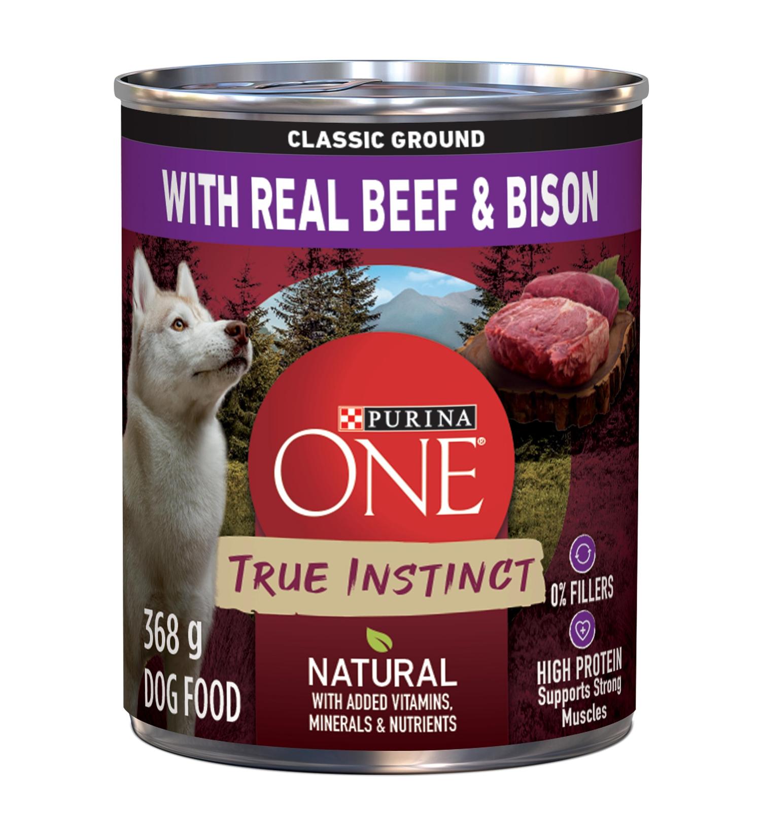Purina ONE Classic Ground True Instinct Wet Dog Food Beef & Bison - 368 g Can (12 Pack) PET_FOOD - Buy Online on GoSupps.com