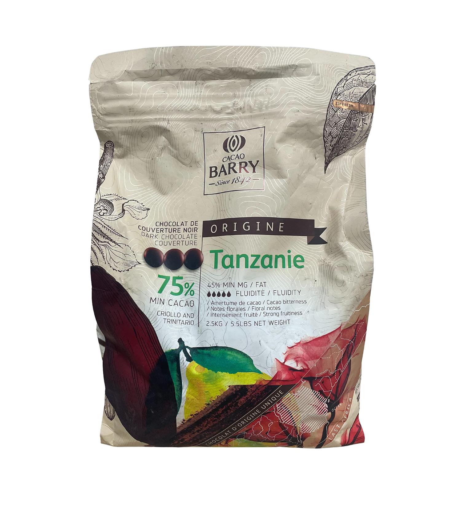 Cacao Barry - Tanzania 75% Origin Rare Dark Chocolate Cover Pistols 2.5kg - Buy Online on GoSupps.com
