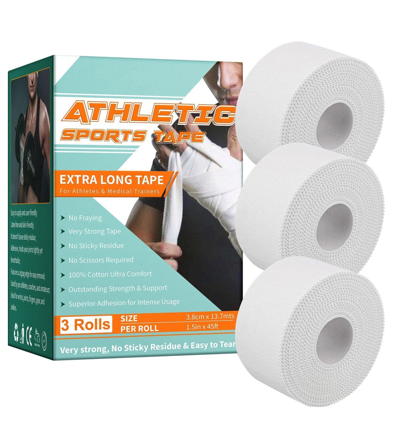 Bandage Tape Wrap | Kinesiology Tape for Sports Athletes | 1.5inchx45ft Cotton Elastic Athletic Tape Latex Water Resistant Blister Prevention Tape - Buy Online on GoSupps.com