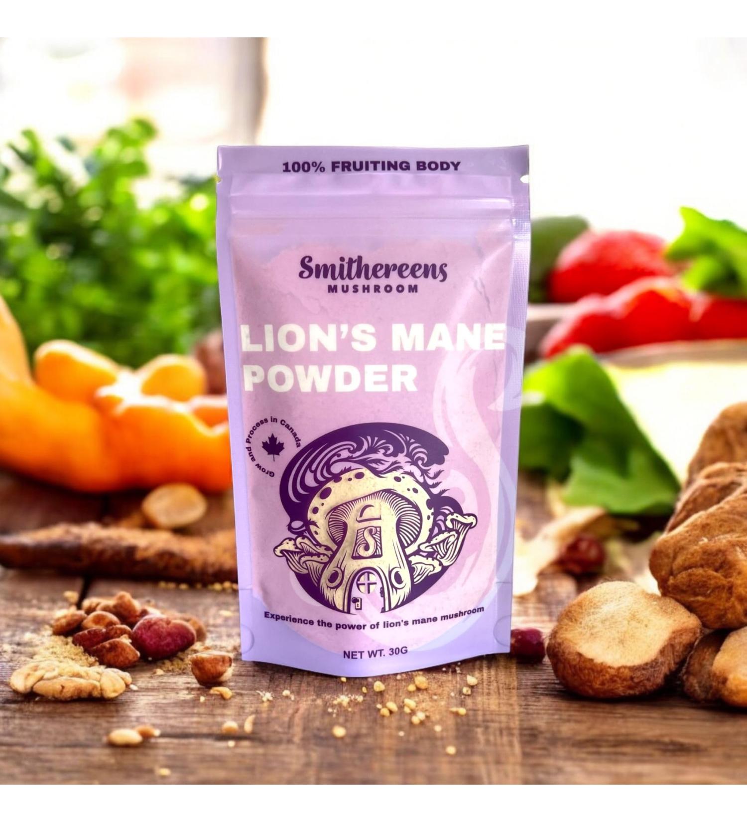 Lion's Mane Powder (Hericium erinaceus) - Smithereens Mushroom Powder 30gr - Buy Online on GoSupps.com