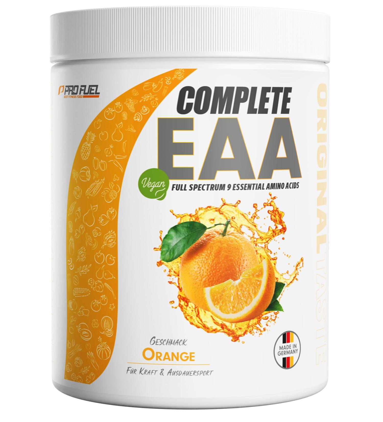 EAA Powder 500g - Vegan Amino Acids Drink with 12 500mg Essential Aminos - Delicious Orange Flavor - Complete EAA Blend with All 9 EAAs - Buy Online on GoSupps.com