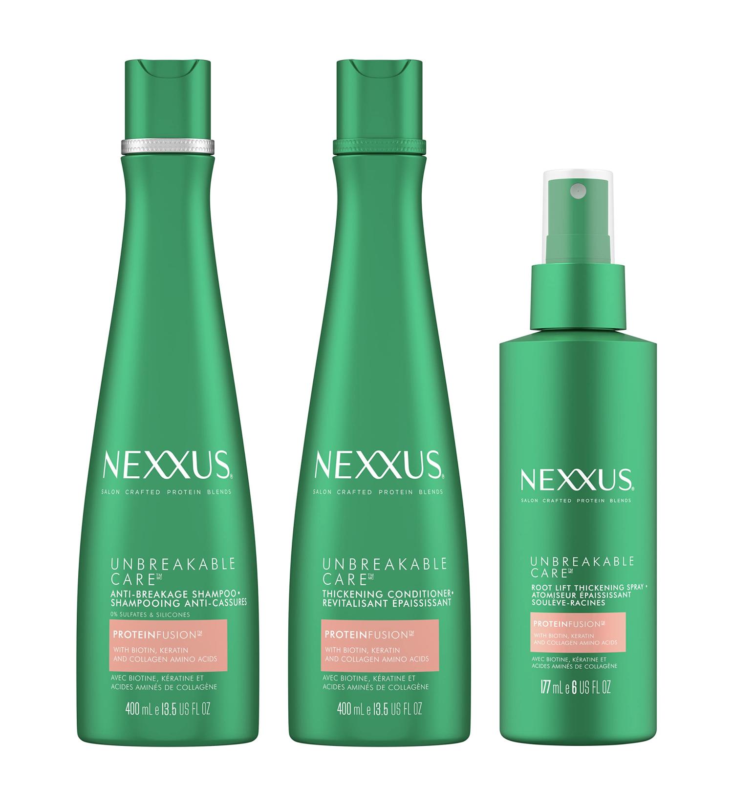 Nexxus Unbreakable Care 3-Piece Regimen Pack for Fine and Thin Hair - Keratin, Collagen, Biotin - White - 3 Count - Buy Online on GoSupps.com
