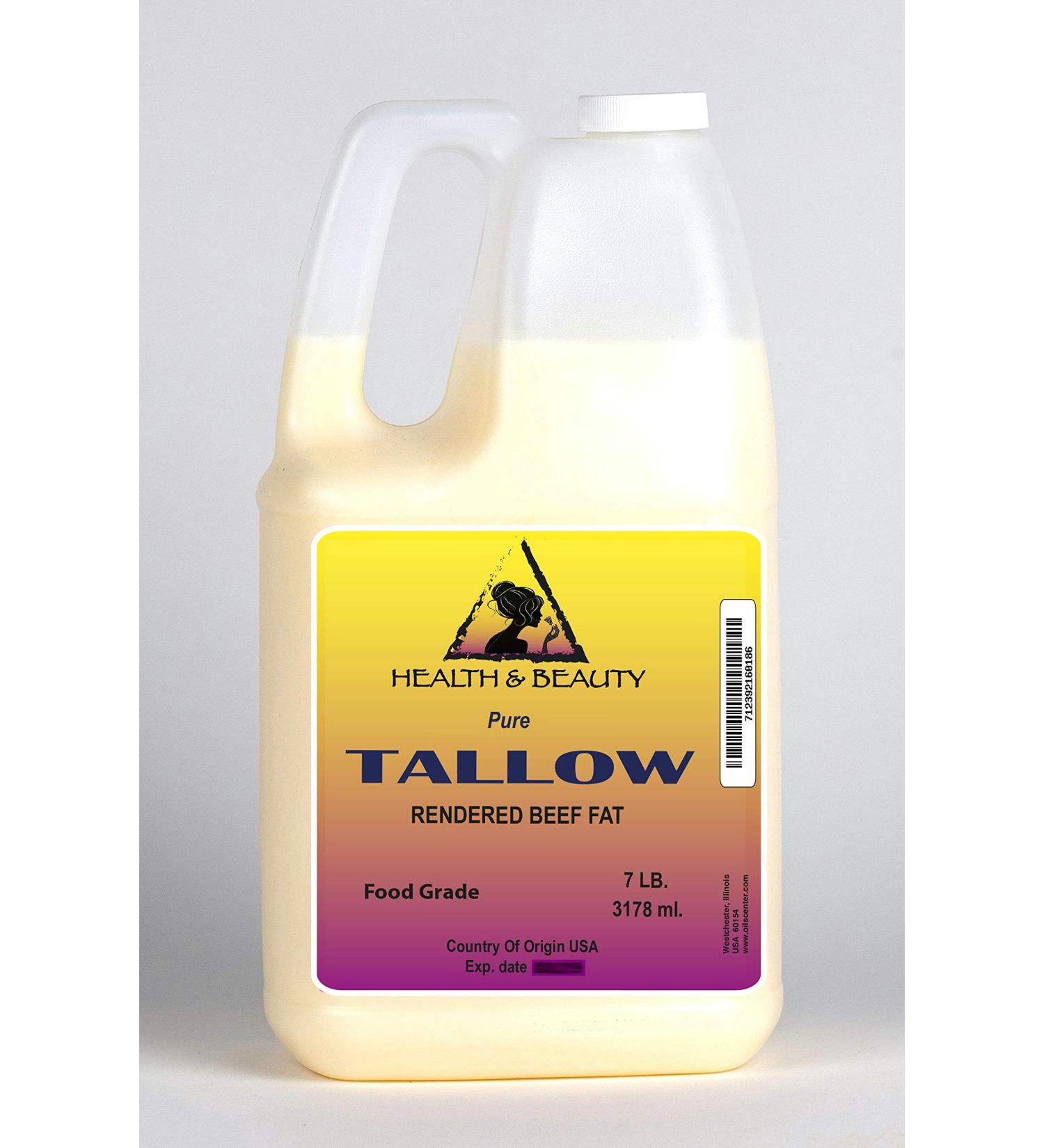 Tallow Organic Foods Grass-Fed Rendered Beef Fat Traditional Cooking Oil All Natural 100% Pure 7 LB 1 gal 3178 ml - Buy Online on GoSupps.com