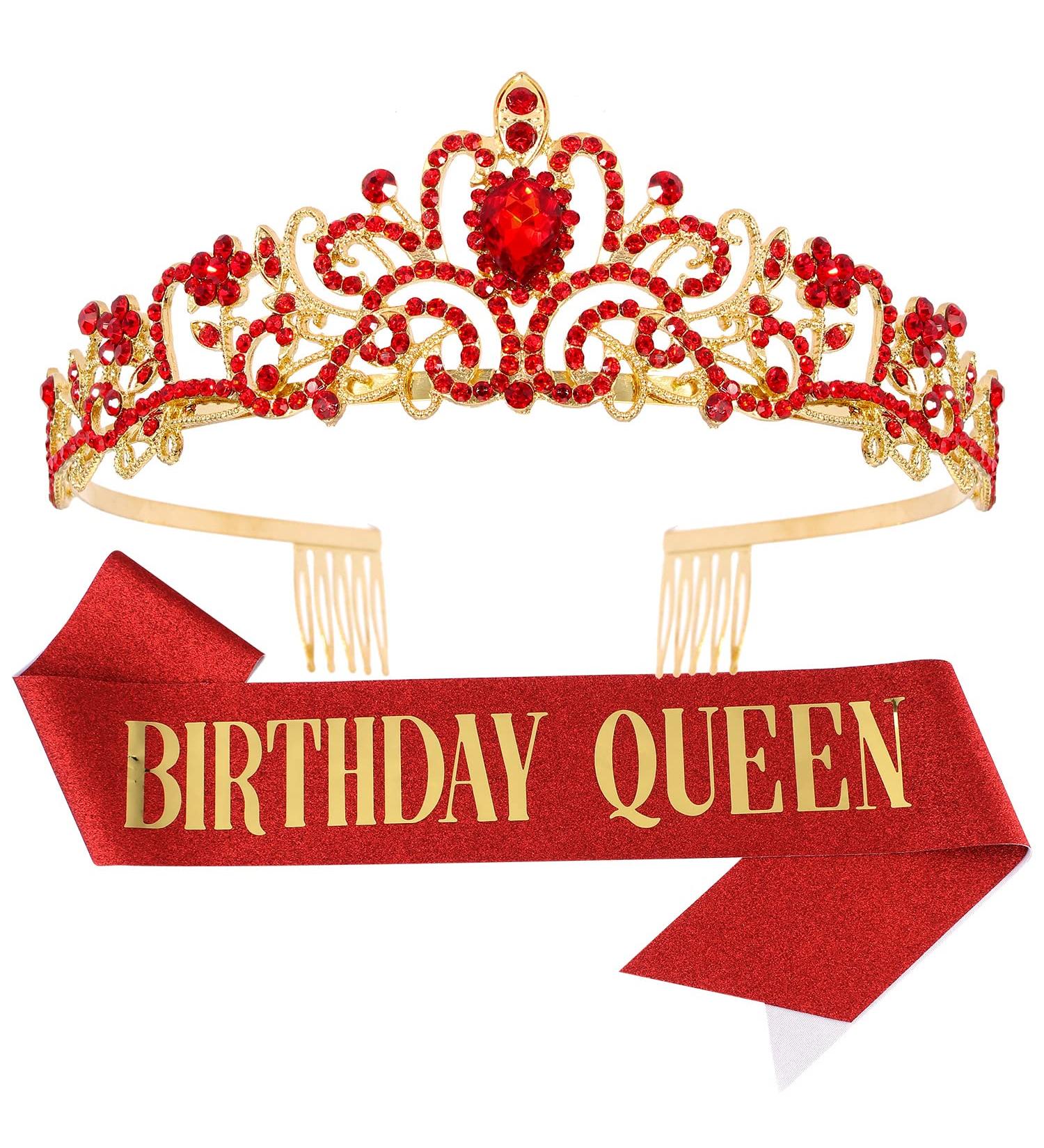 Happy Birthday Queen Tiara & Red Sash - Perfect Women's Birthday Party Supplies & Decorations - Buy Online on GoSupps.com