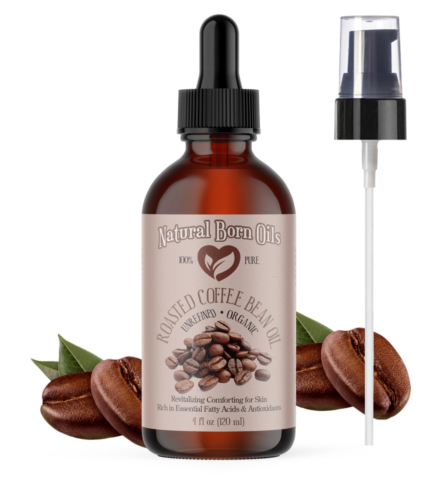 Natural Born Oils Roasted Coffee Bean Oil 4oz Organic Cold-Pressed High in Antioxidants Perfect for Skin Nourishment Hair Vitality - Buy Online on GoSupps.com