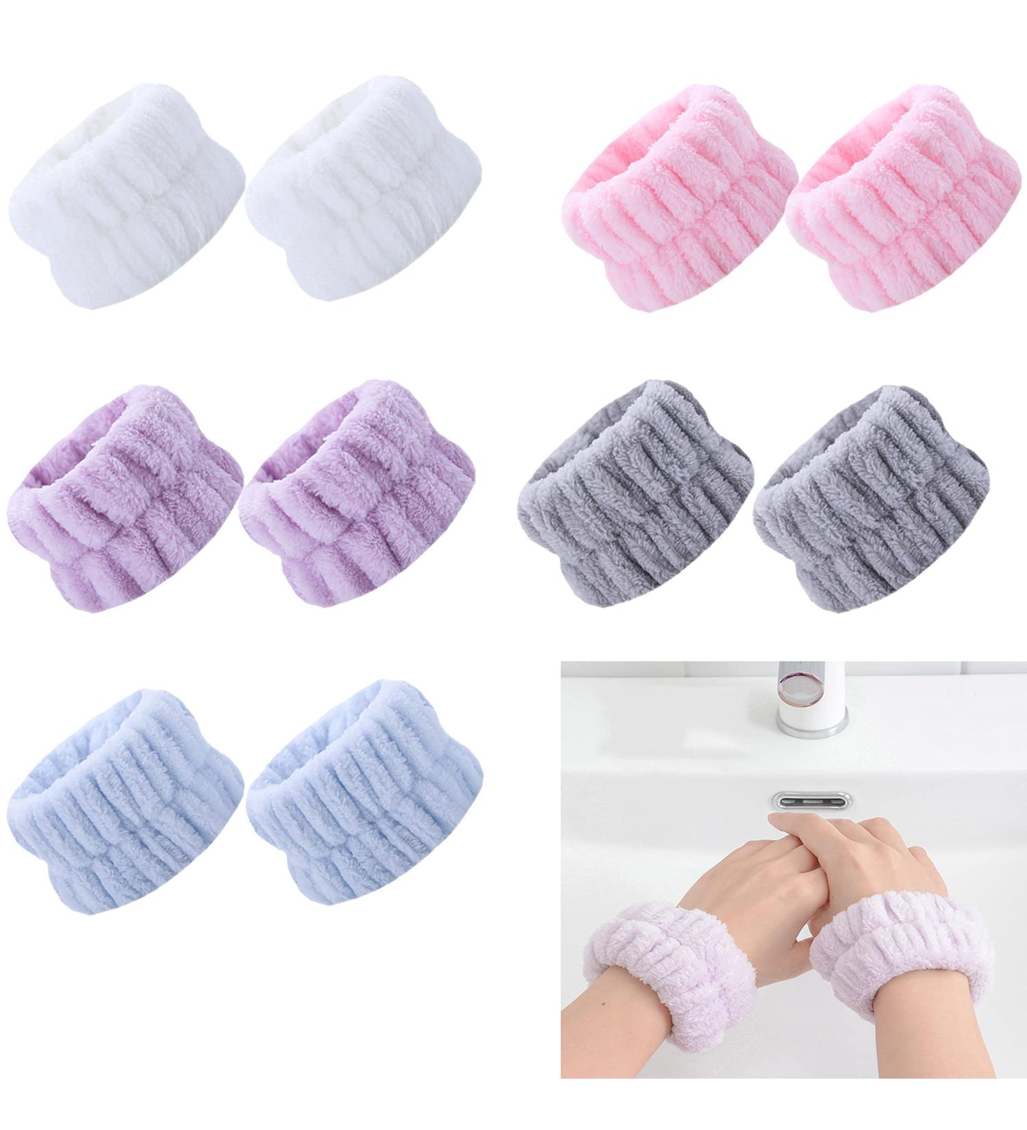 Funnyfox Wrist Washbands - 5 Pairs Absorbent Towel Bands for Face Washing | Liquid Barrier in Pink, Purple, White, Blue, Grey - Buy Online on GoSupps.com