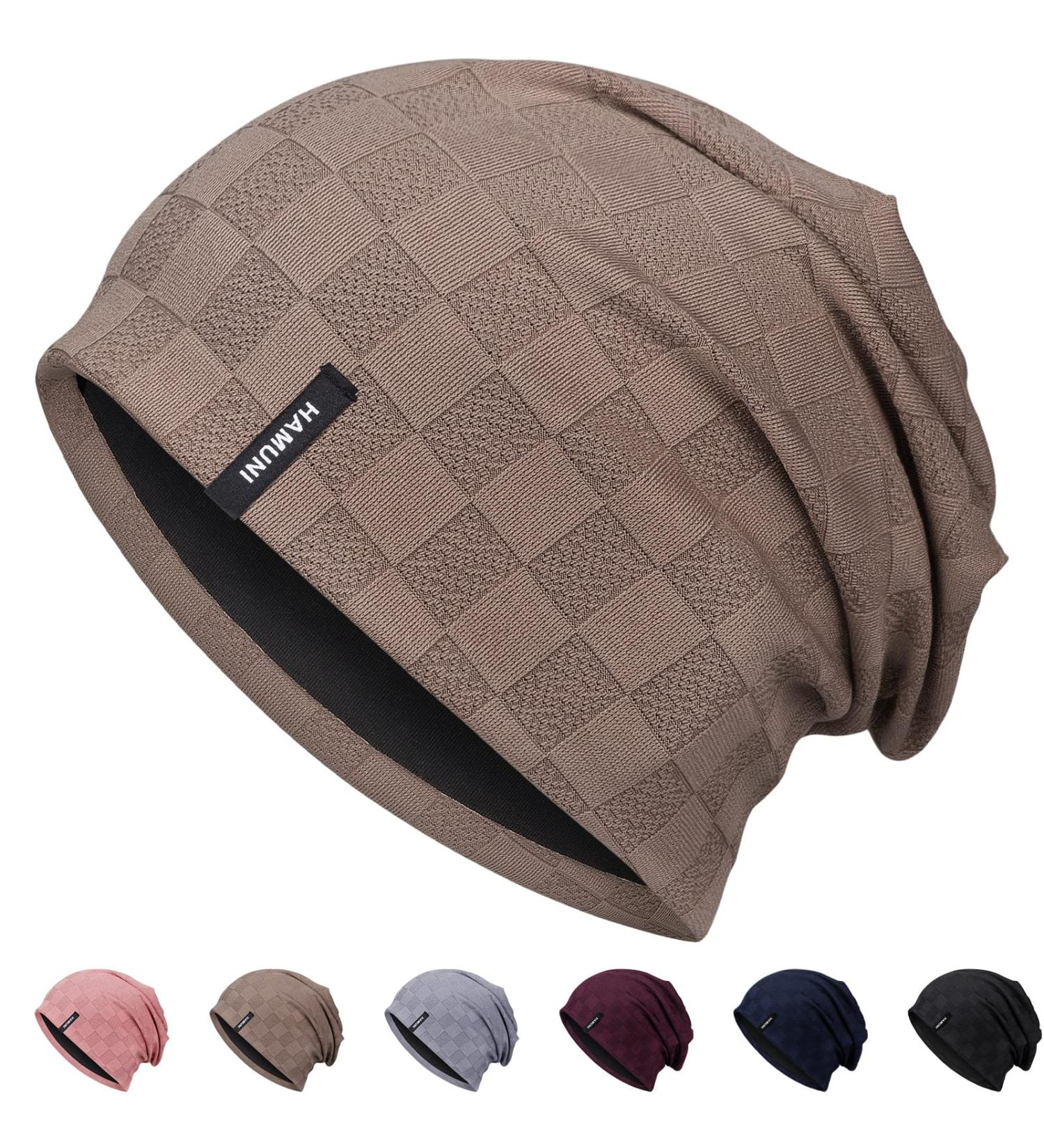 Slouch Beanie Hat for Men - Lightweight Jacquard Jersey Chemo Headgear & Running Hat - Stylish Summer Accessory - Buy Online on GoSupps.com