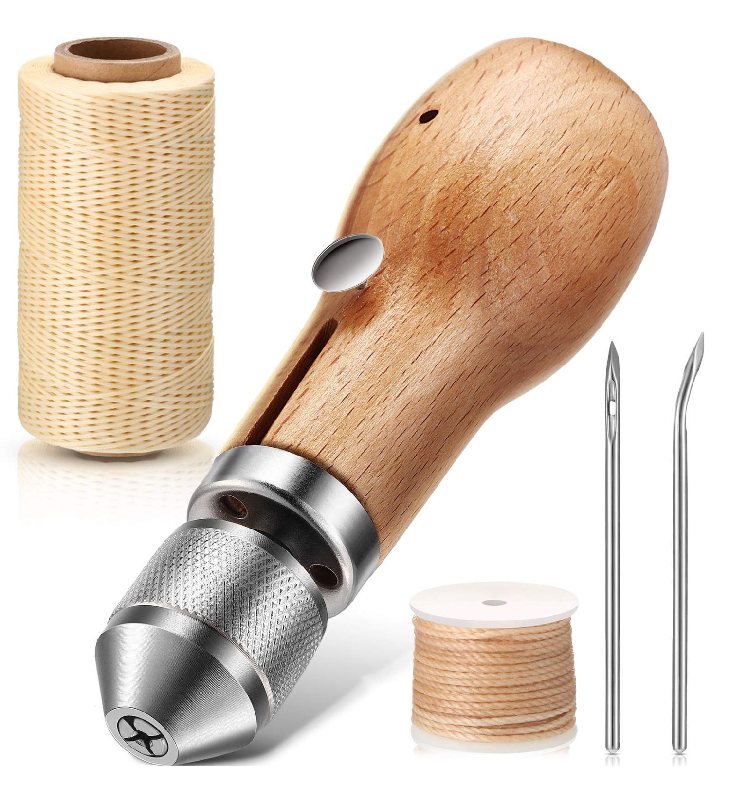 5-Piece Sewing Awl Kit with Needles and Waxed Threads for Leather Craft DIY - Buy Online on GoSupps.com