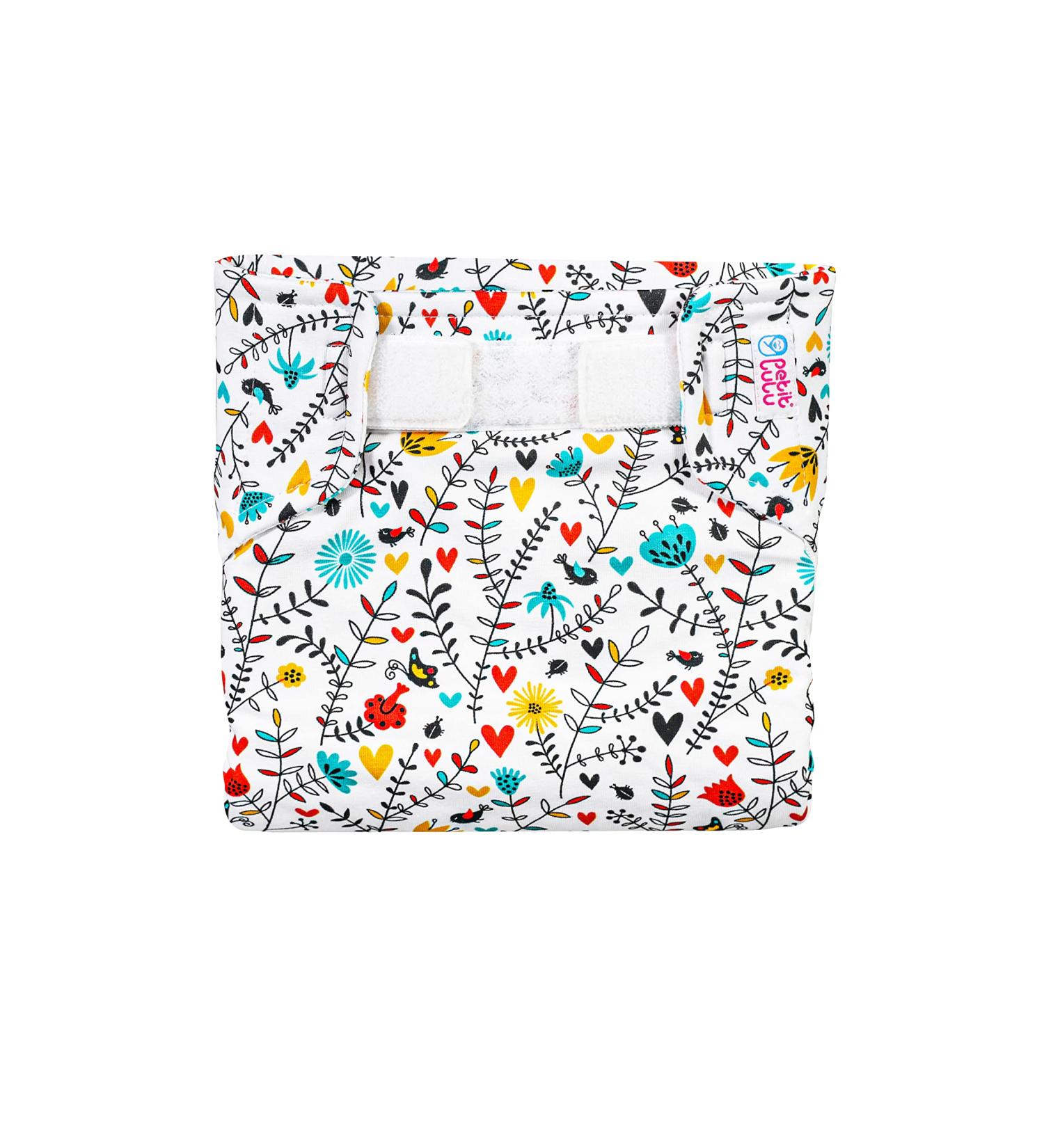 Petit Lulu spreader pants for wide diapering//spreader diaper pants/size S (3-6 kg)/ Velcro (Wildflowers)