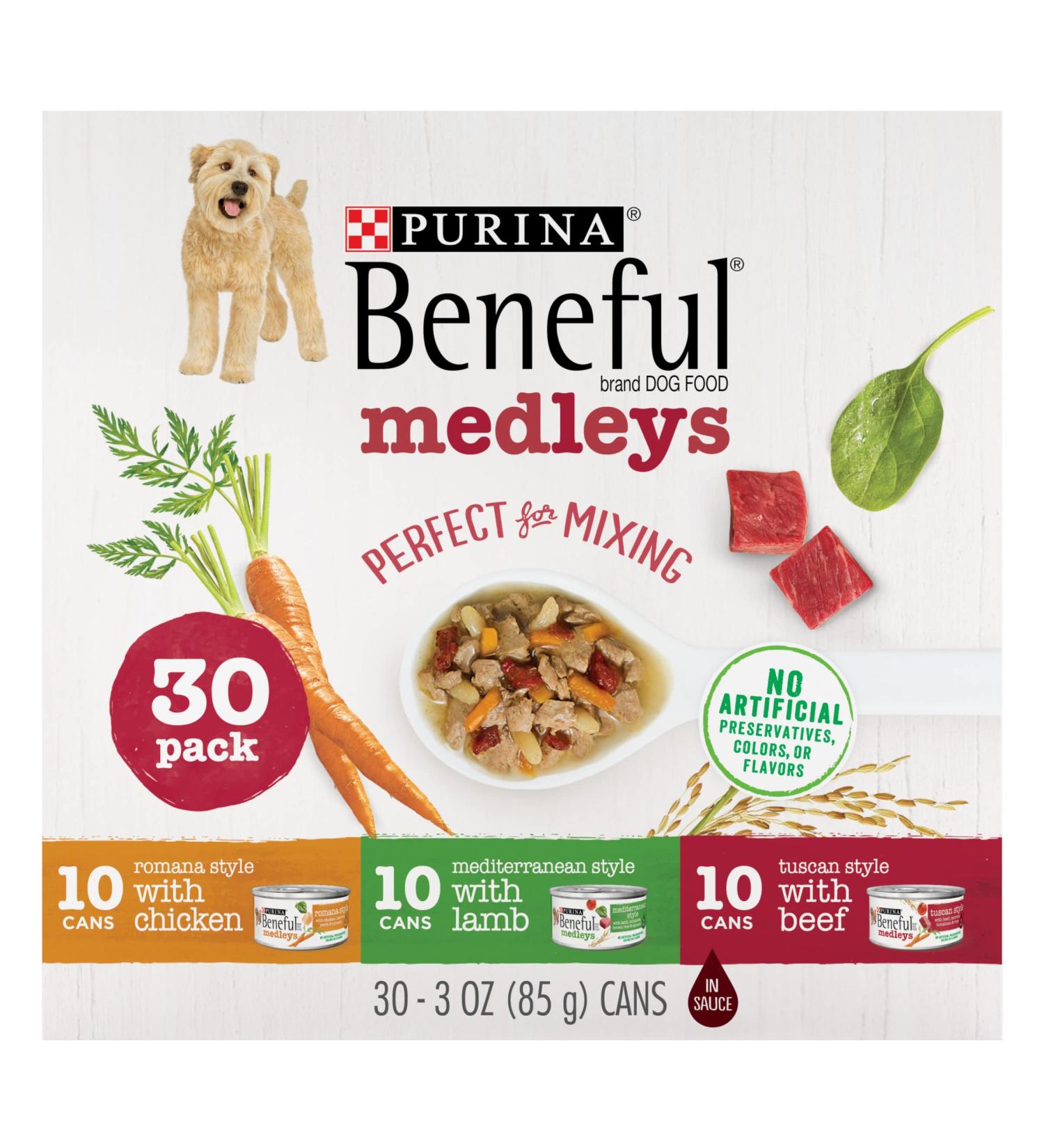 Purina Beneful Wet Dog Food Variety Pack - 30 Cans, Tuscan, Romana & Mediterranean Style - Buy Online on GoSupps.com