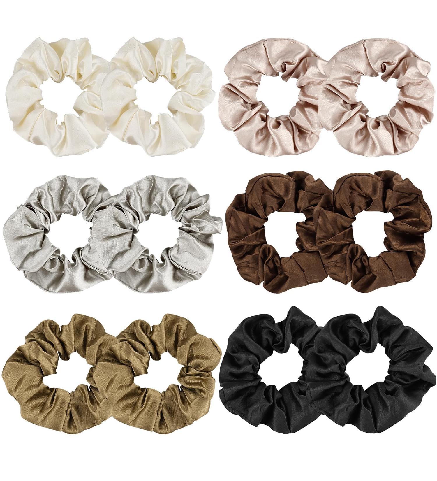 12 Pieces Scrunchies 6 Colours Silk Elastic Hairbands Satin Elastic Soft Hair Ties Elastic Satin Hair Scrunchy Silk Scrunchies Silk Bobbles for Women Girls Hair Accessories - Buy Online on GoSupps.com