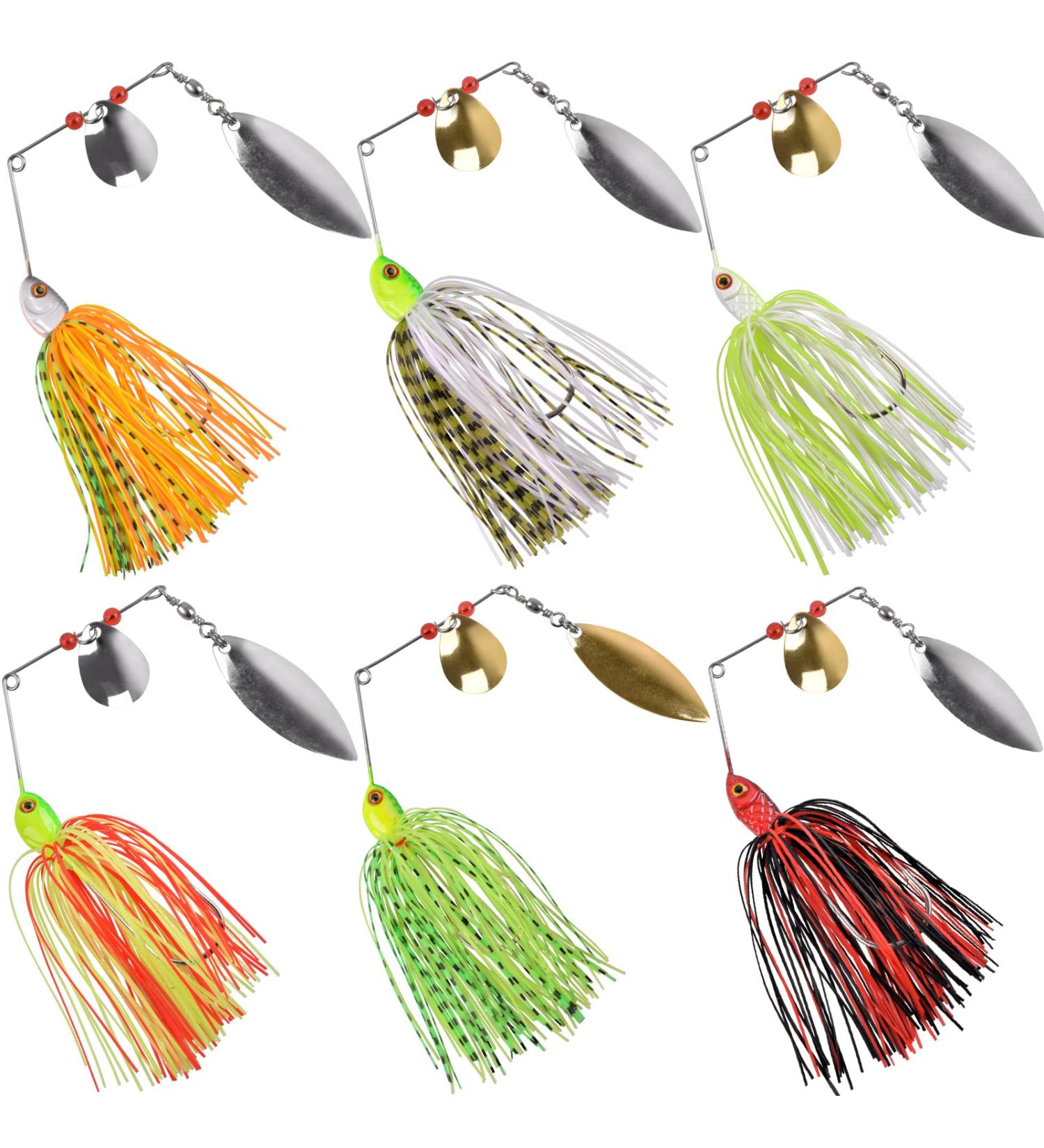 6pcs Multicolor Bass Fishing Lures Spinnerbait Kit for Pike, Trout, and Salmon - Hard Metal Buzzbait Spinner Baits Jigs - Buy Online on GoSupps.com