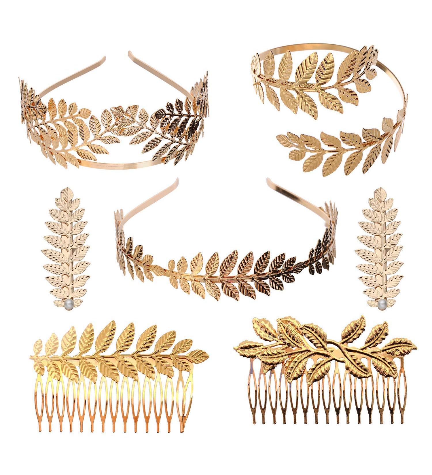 YallFF Greek Roman Laurel Leaf Bracelet Armband | Golden Goddess Headpiece & Hair Accessories - Buy Online on GoSupps.com
