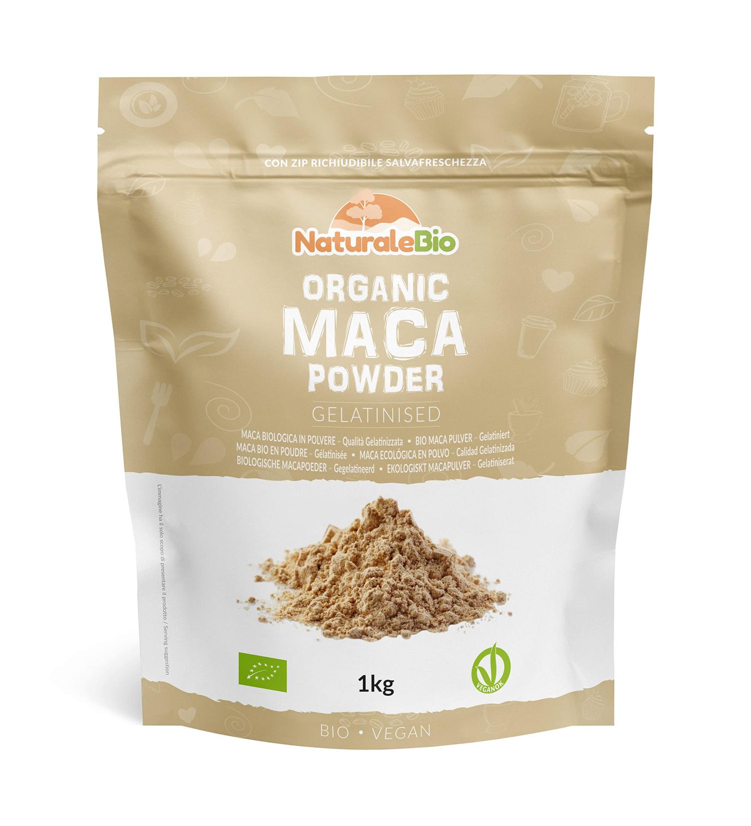 Organic Maca Powder 1kg - Pure Peruvian Maca Root, Vegan-Friendly - Gelatinised, NaturaleBio - Buy Online on GoSupps.com