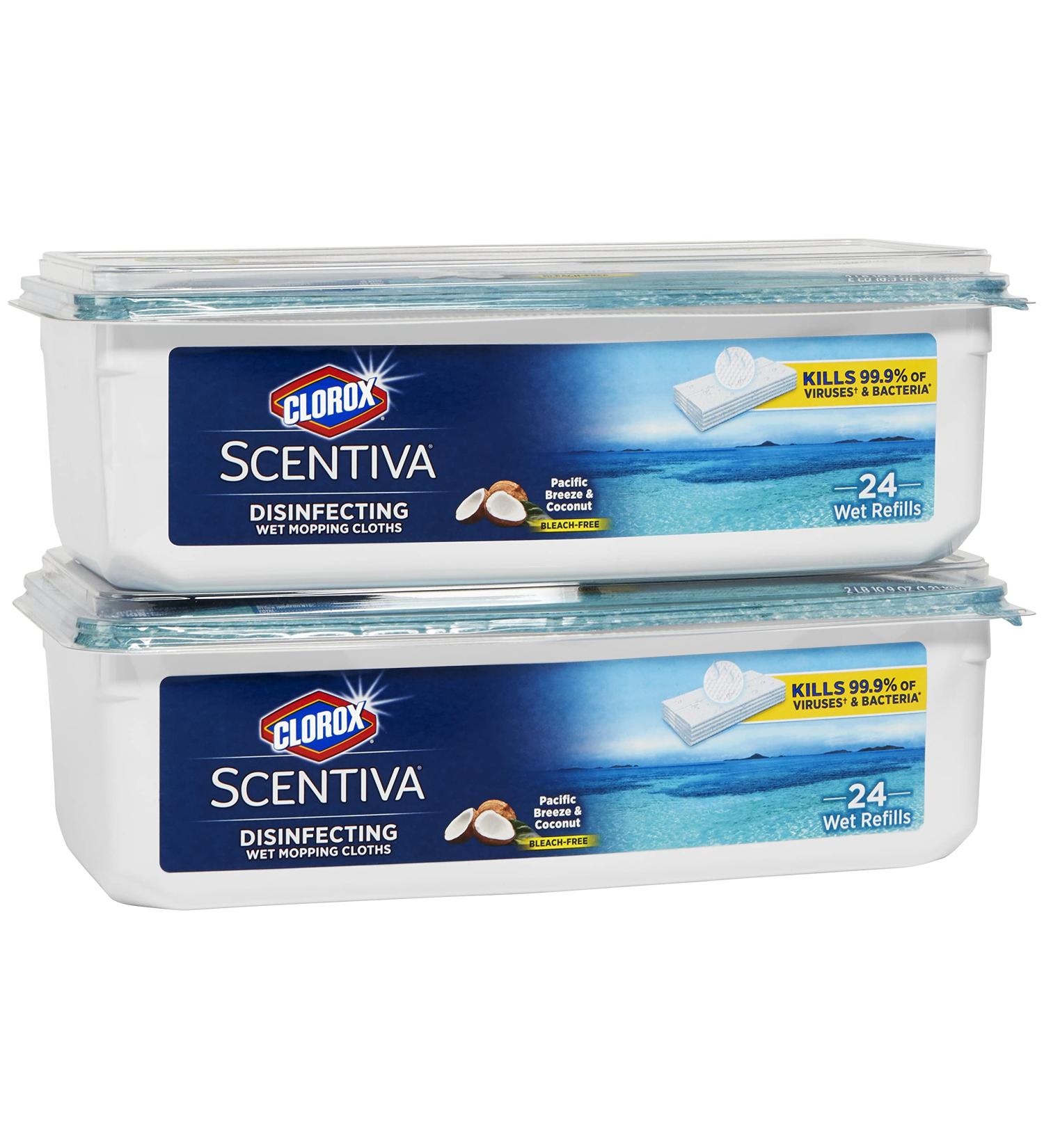 Clorox Scentiva Disinfecting Wet Mopping Cloths | Pacific Breeze and Coconut | 24ct Refills - Pack of 2 - Buy Online on GoSupps.com