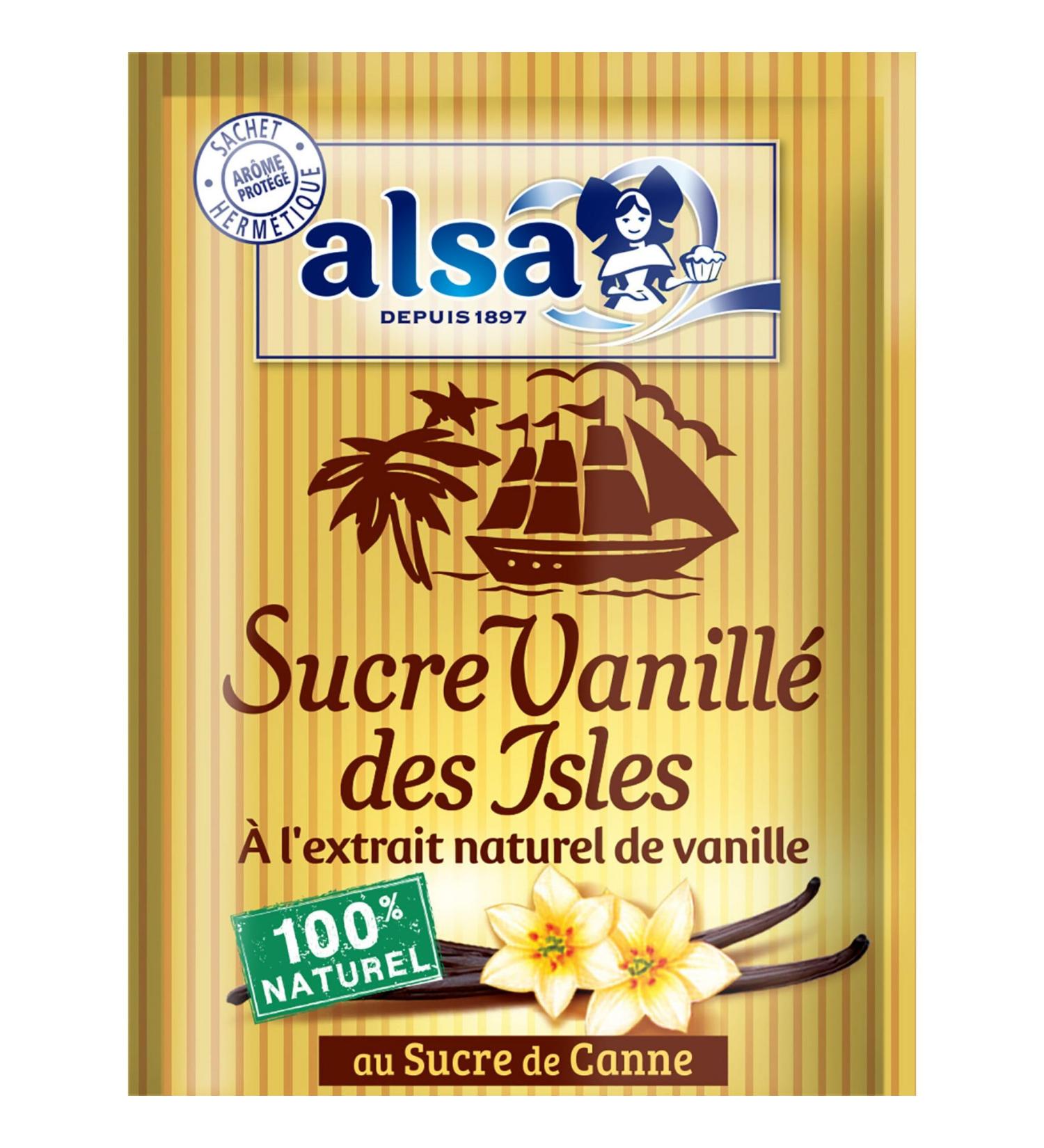 Alsa Sucre Vanill des Isles Sucre de Canne avec Extrait Naturel de Vanille 8 Sachets 52 5 g