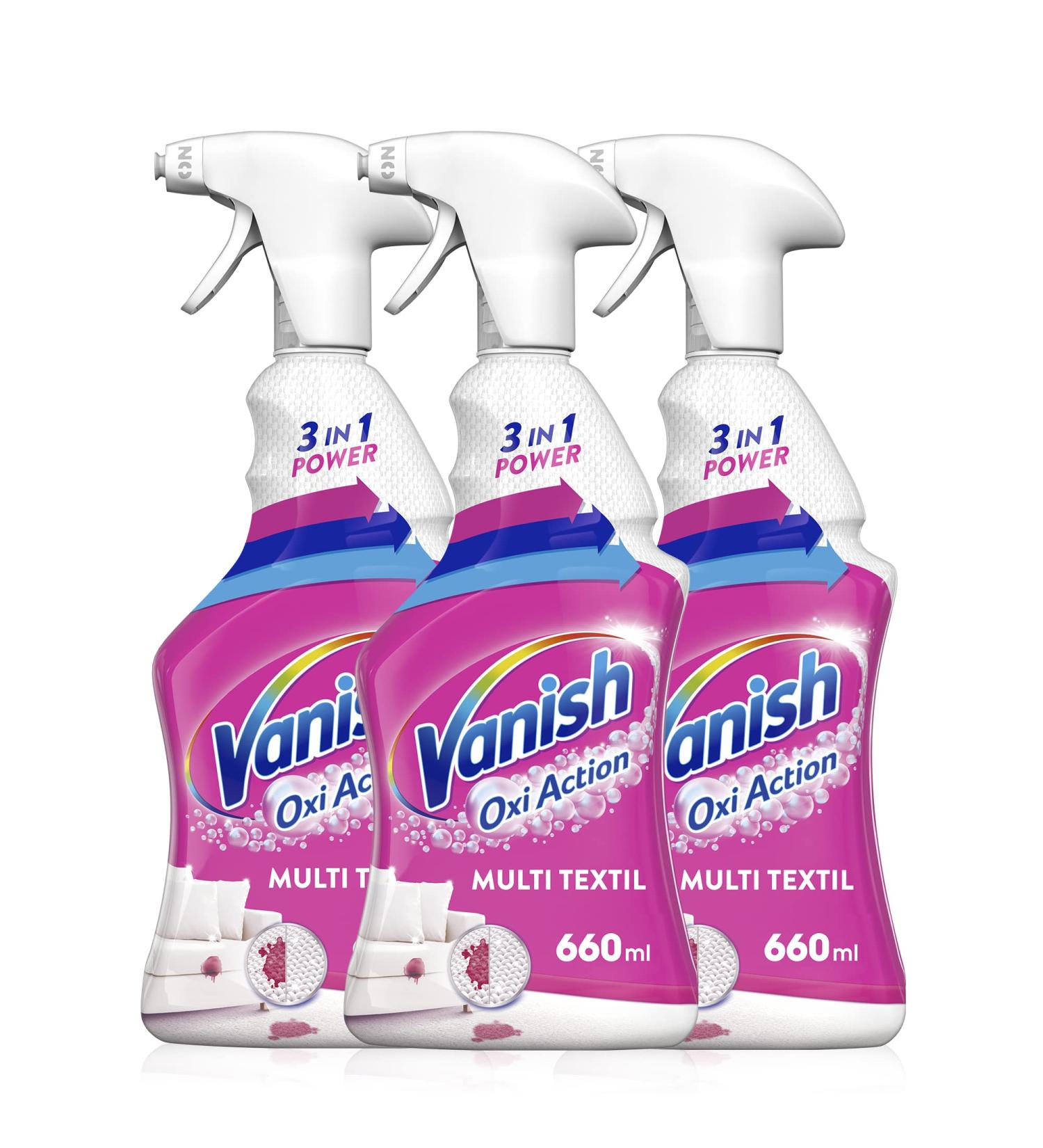 Vanish Multi Textile Cleaner - 3 x 660ml Upholstered Spray for Carpets Sofas Curtains & Car Seats - Effective Dirt & Odor Removal - Buy Online on GoSupps.com