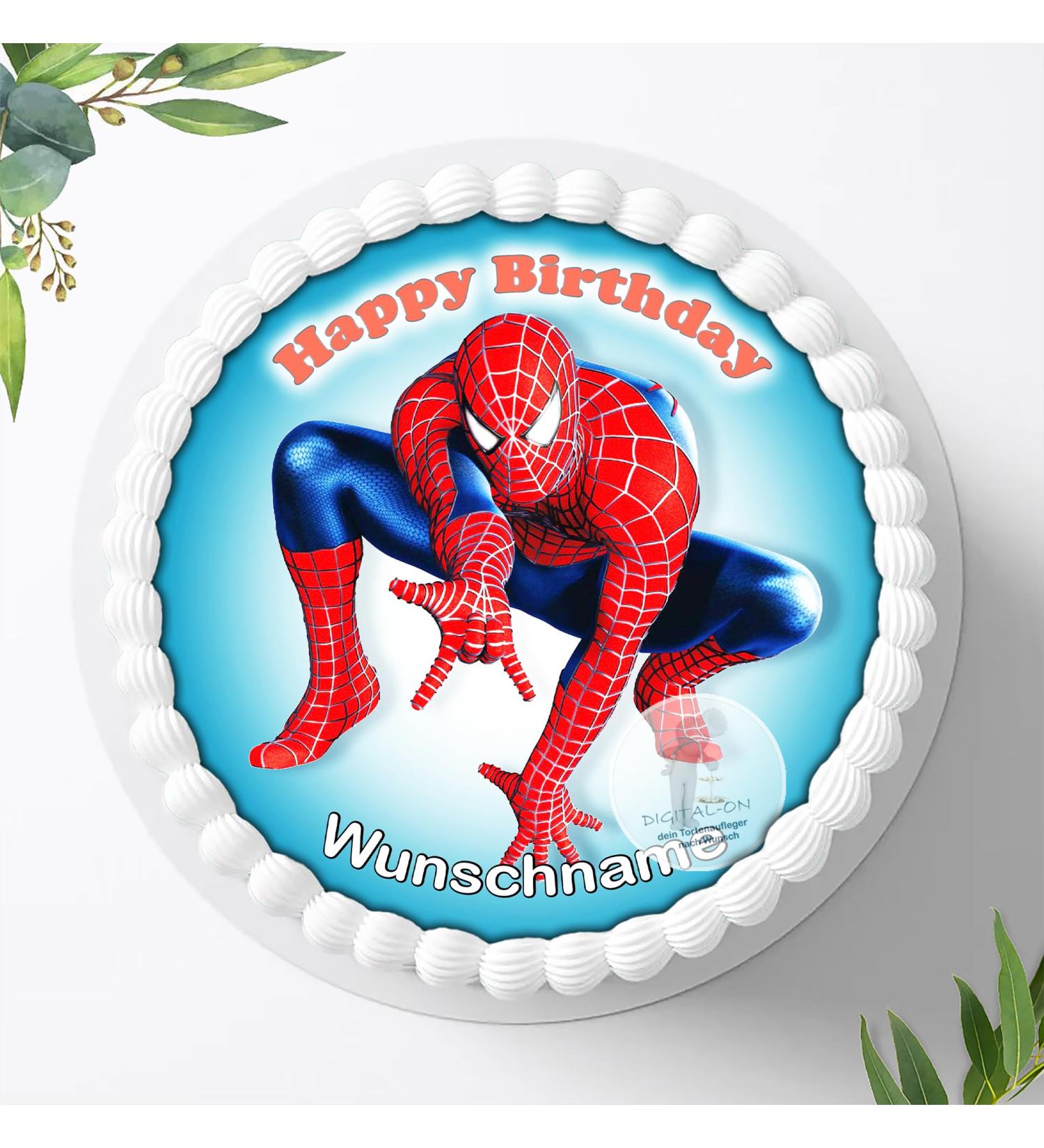 Spiderman Edible Cake Image & Topper - Custom Name 20cm Diameter - Super Quality (0214W) - Perfect for Birthdays! - Buy Online on GoSupps.com