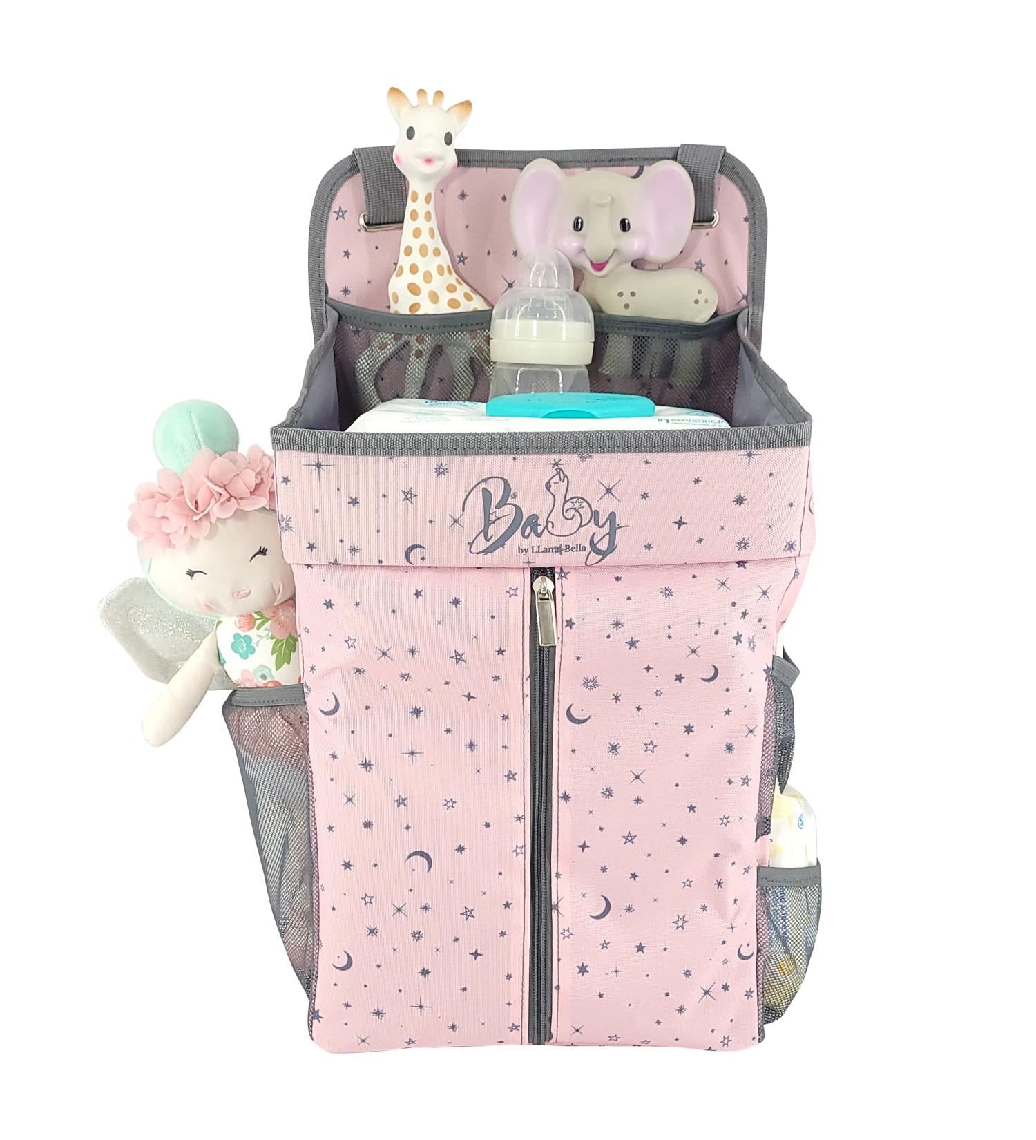 Llama Bella Hanging Diaper Caddy - Pink Baby Diaper Organizer for Changing Table, Crib, Playard, or Wall - Newborn Diaper Holder - Buy Online on GoSupps.com
