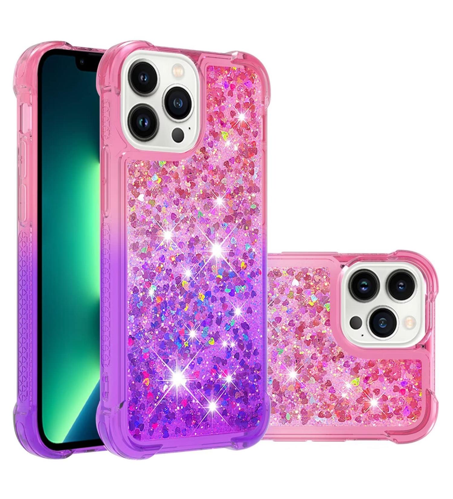 Buy Tivenfezk Nadoli Glitter Liquid Case for iPhone 15 Pro Max - Silicone Shockproof Gradient Shell in Pink & Purple | International Shipping - Buy Online on GoSupps.com