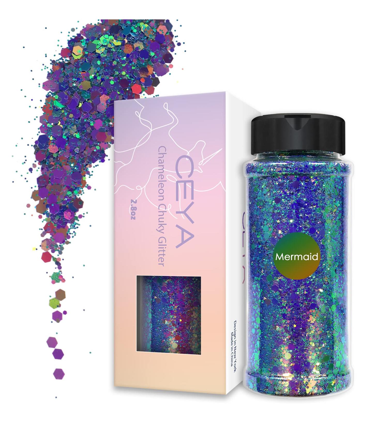 Ceya Chameleon Chunky Glitter 2.8oz/ 80g - Mermaid Color Shift Craft Glitter Powder - Iridescent Flakes for Epoxy Resin, Nail, Tumbler, Slime, Phone Case, Party Decor - Jewelry Making - Buy Online on GoSupps.com