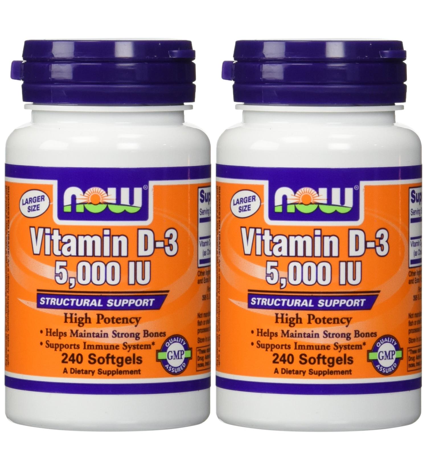 NOW Foods Vitamin D3 5000 Iu 240-softgels (Pack of 2)