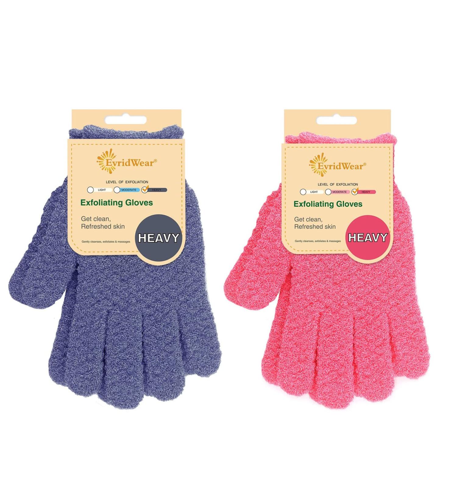Evridwear Heavy Exfoliating Shower Bath Gloves - 2 Pairs for Men and Women - Buy Online on GoSupps.com